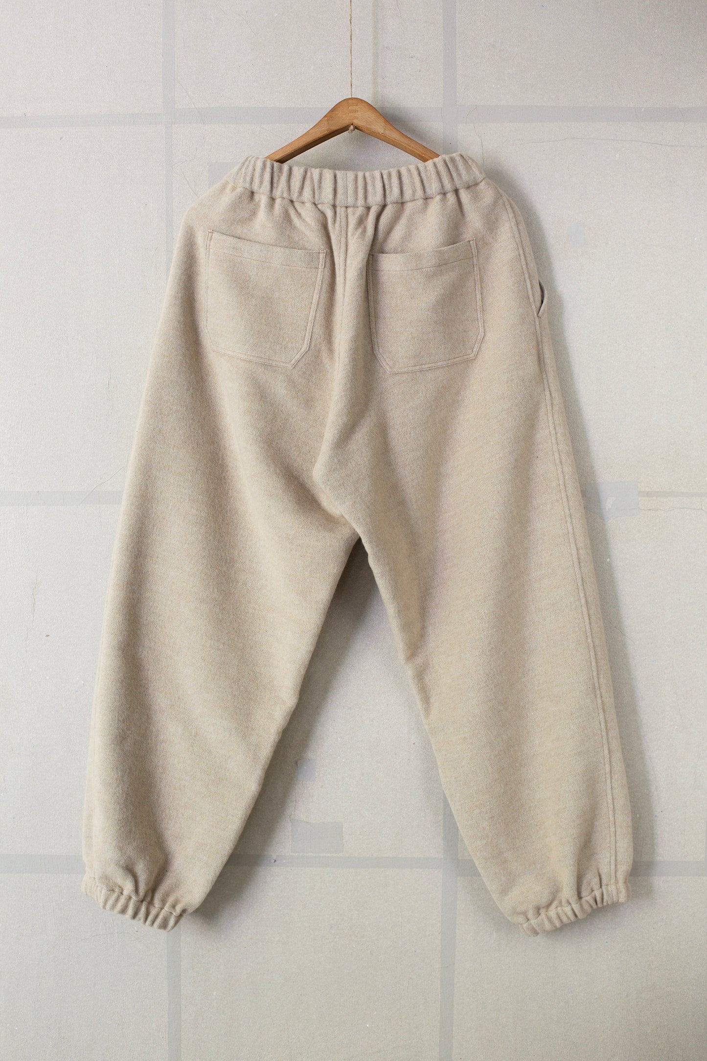 JOGGING pants in brushed beige wool silk camel