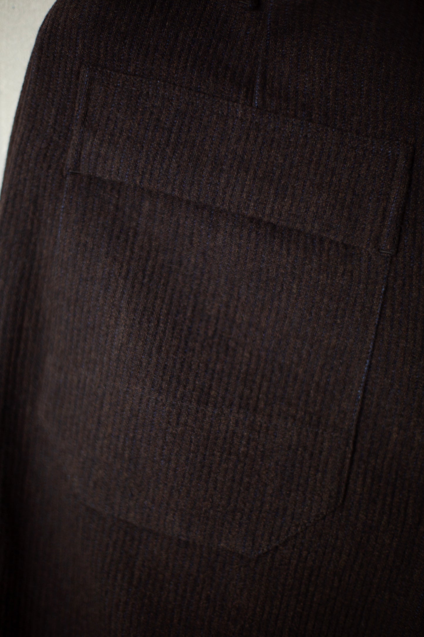 TROUSERS#72 - RIDGED LINEN WOOL EGGPLANT/INDIGO