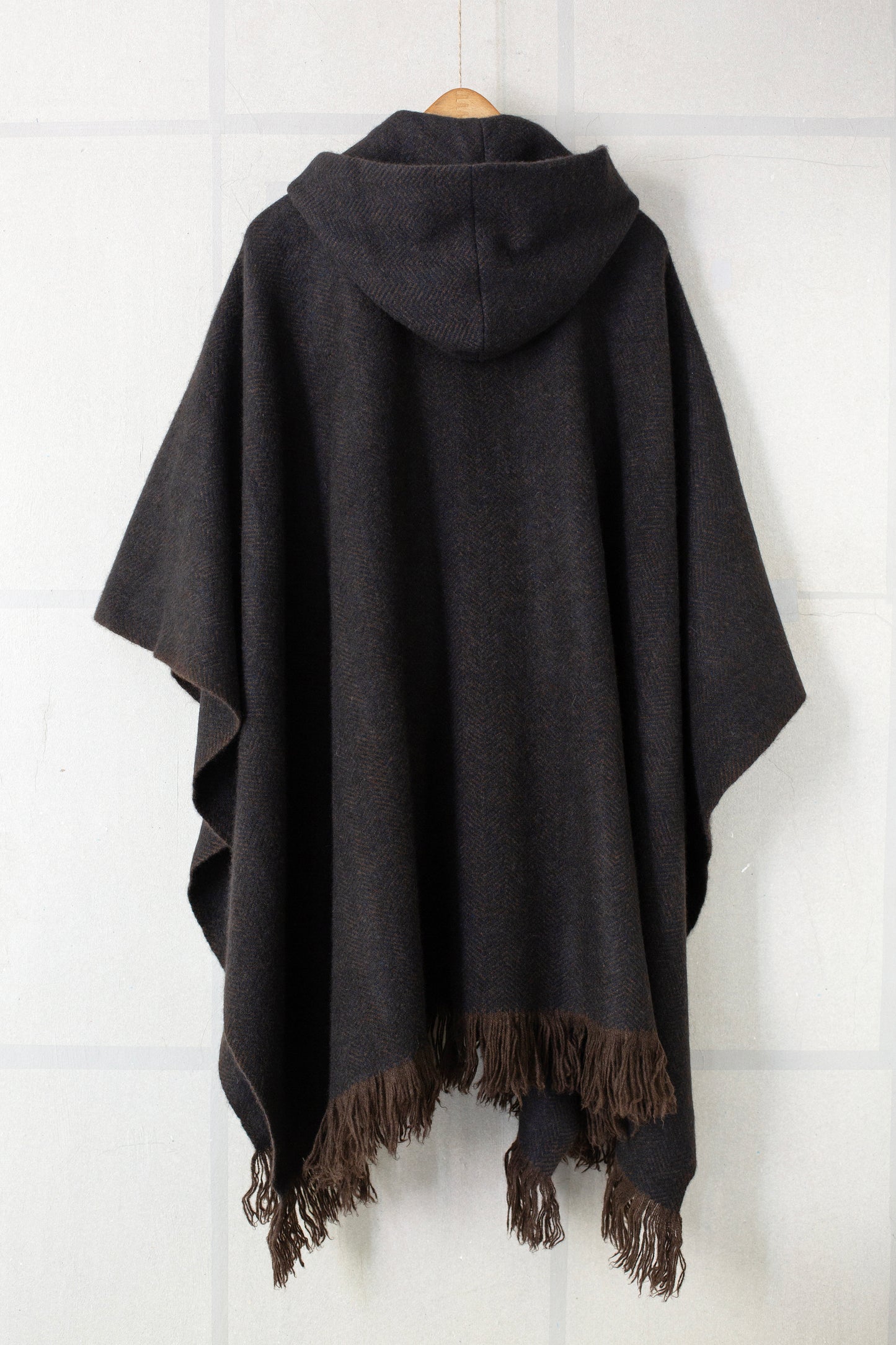 Navy & Natural Yak Brown Hooded Cape