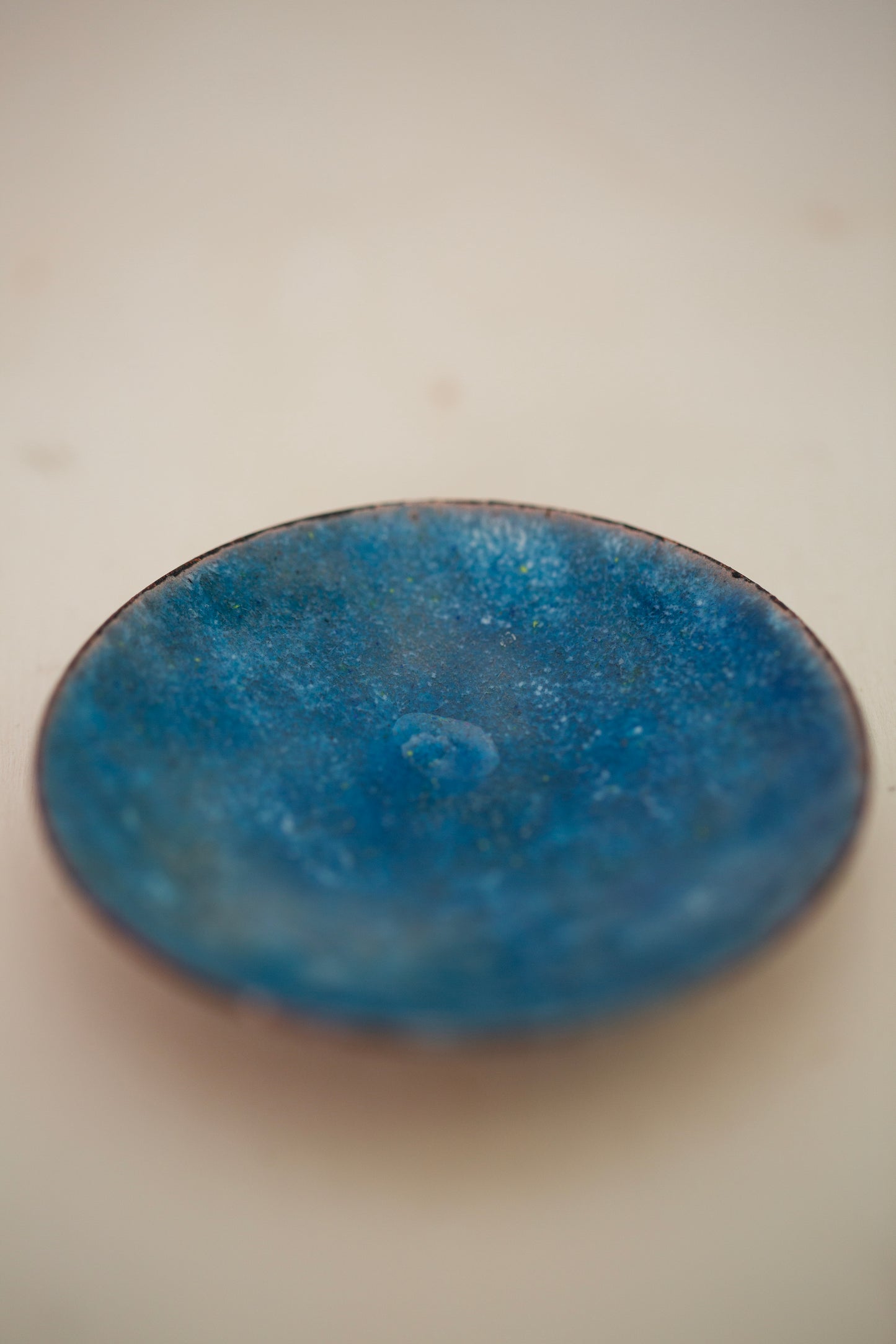 small blue enamel dish