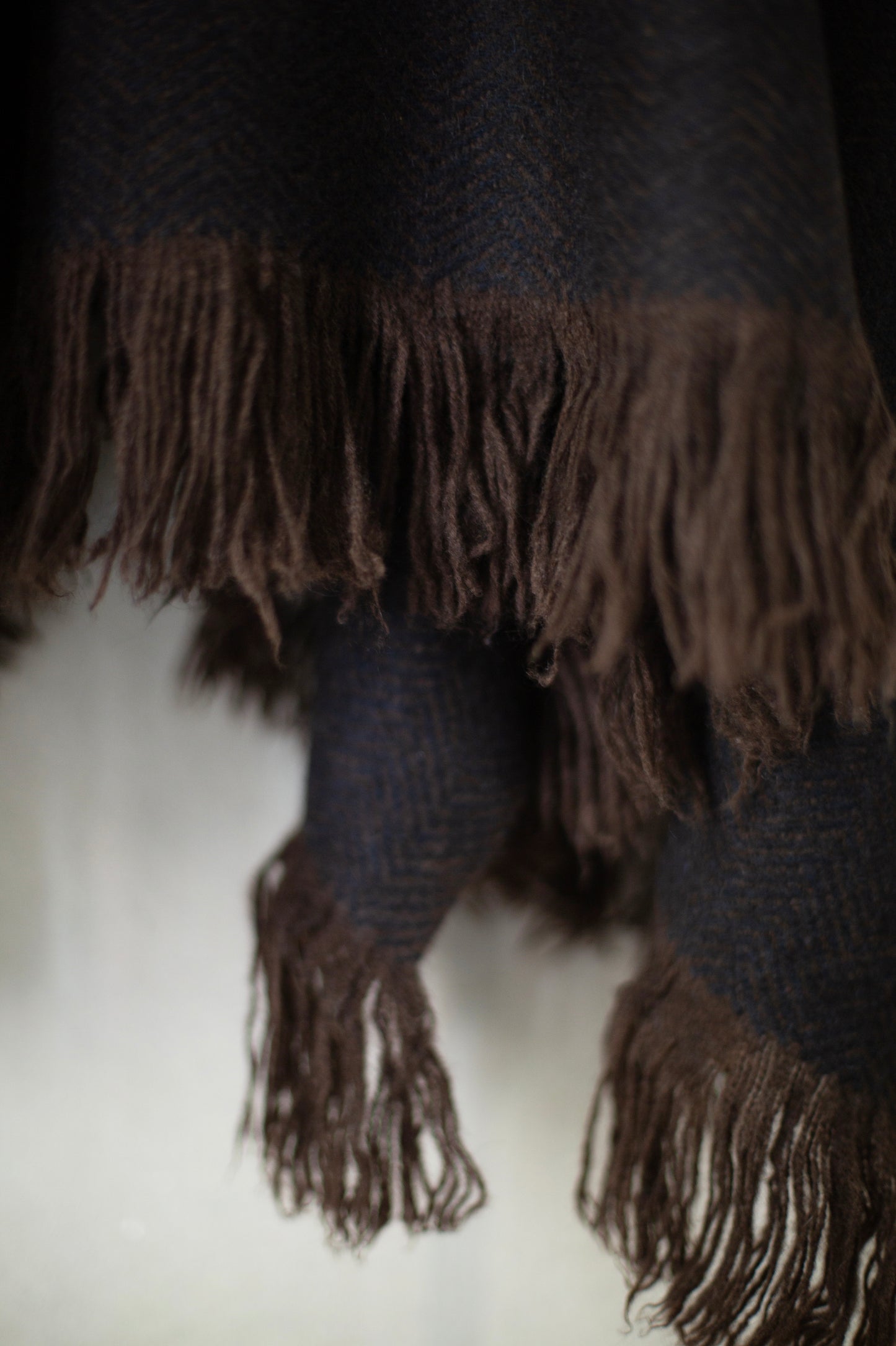 Navy & Natural Yak Brown Hooded Cape
