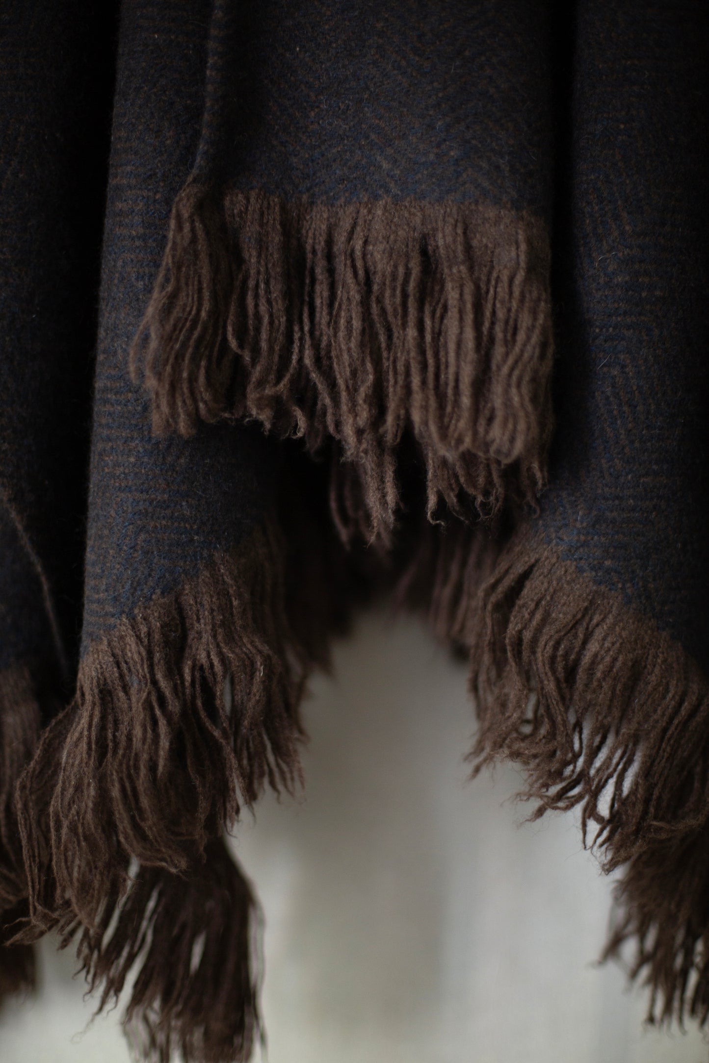 Navy & Natural Yak Brown Hooded Cape
