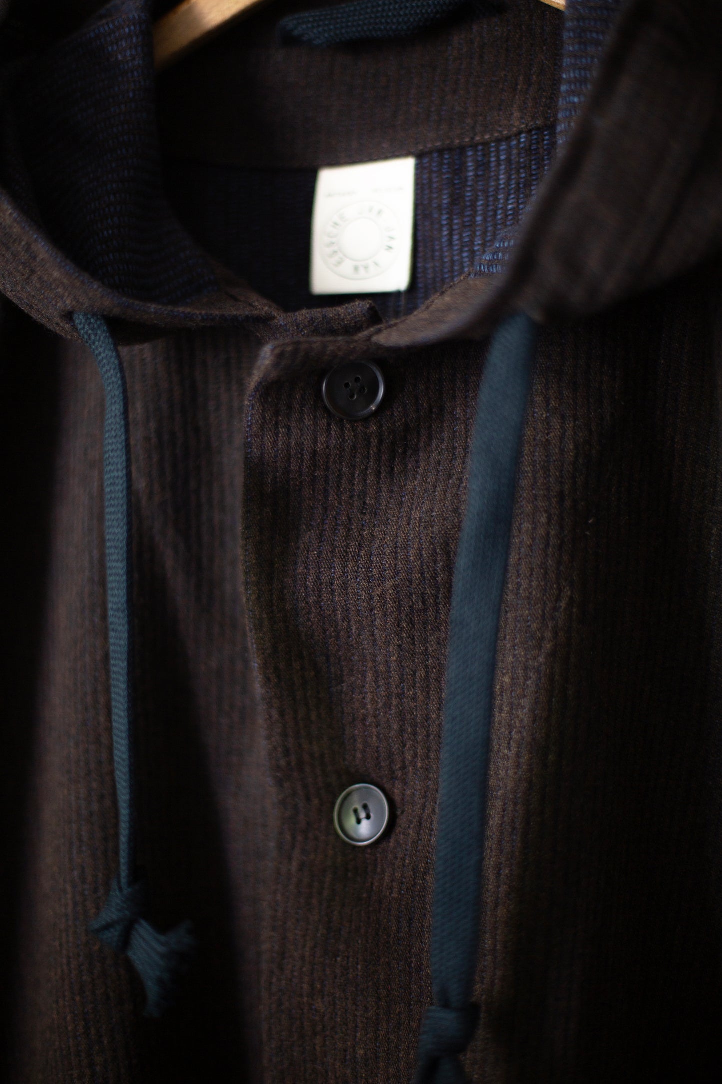 CAPE#5 - RIDGED LINEN WOOL EGGPLANT/INDIGO