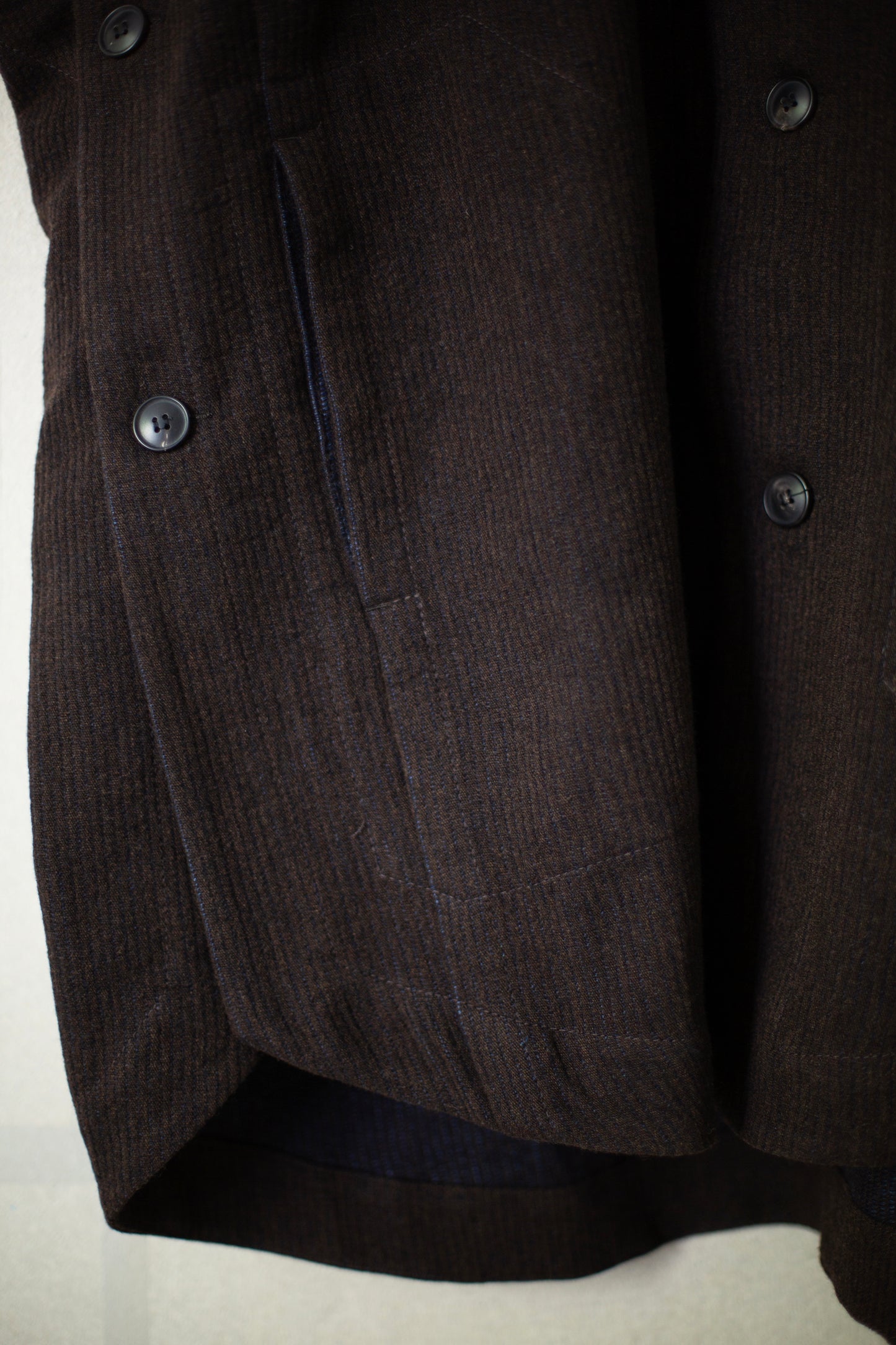 CAPE#5 - RIDGED LINEN WOOL EGGPLANT/INDIGO