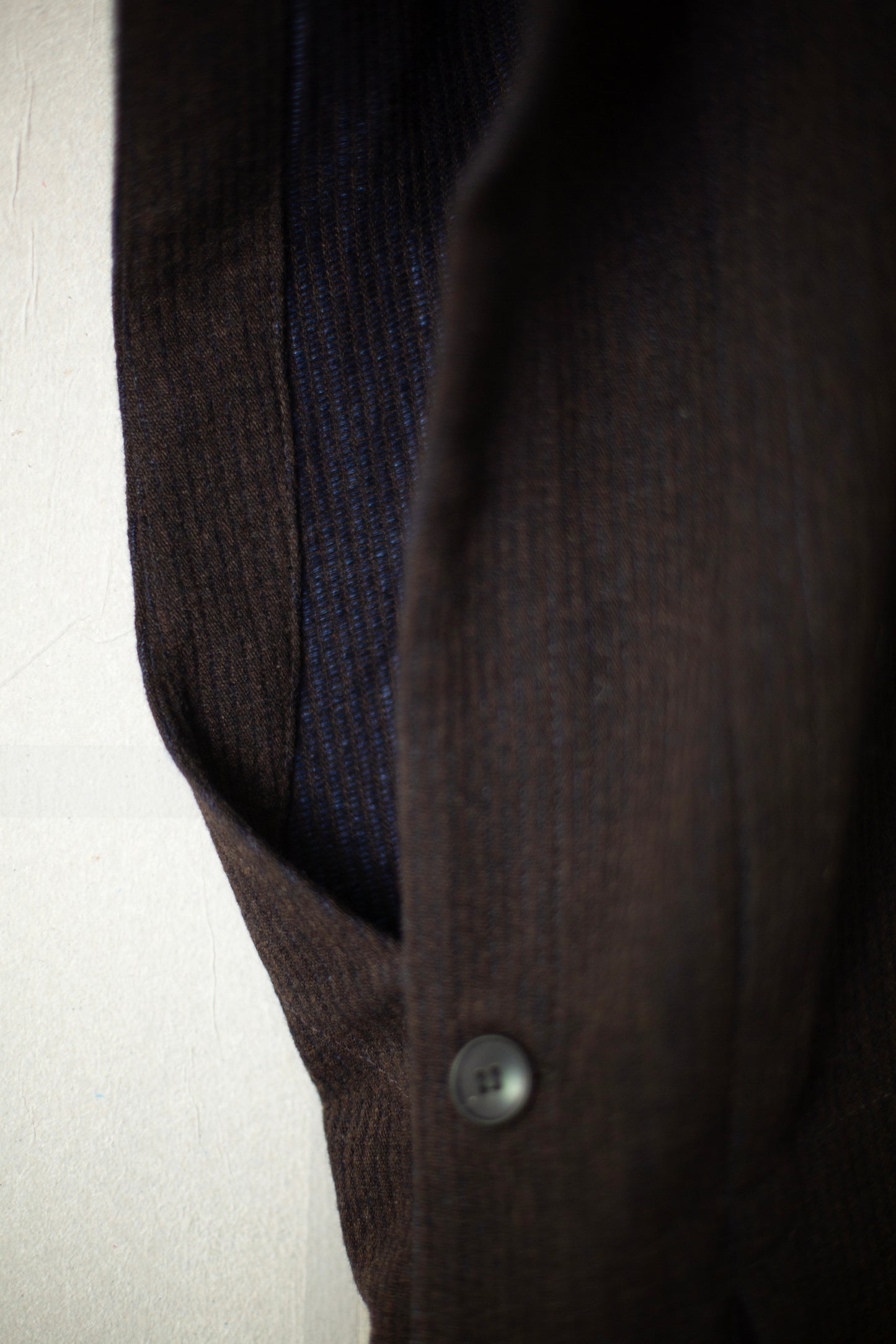 CAPE#5 - RIDGED LINEN WOOL EGGPLANT/INDIGO