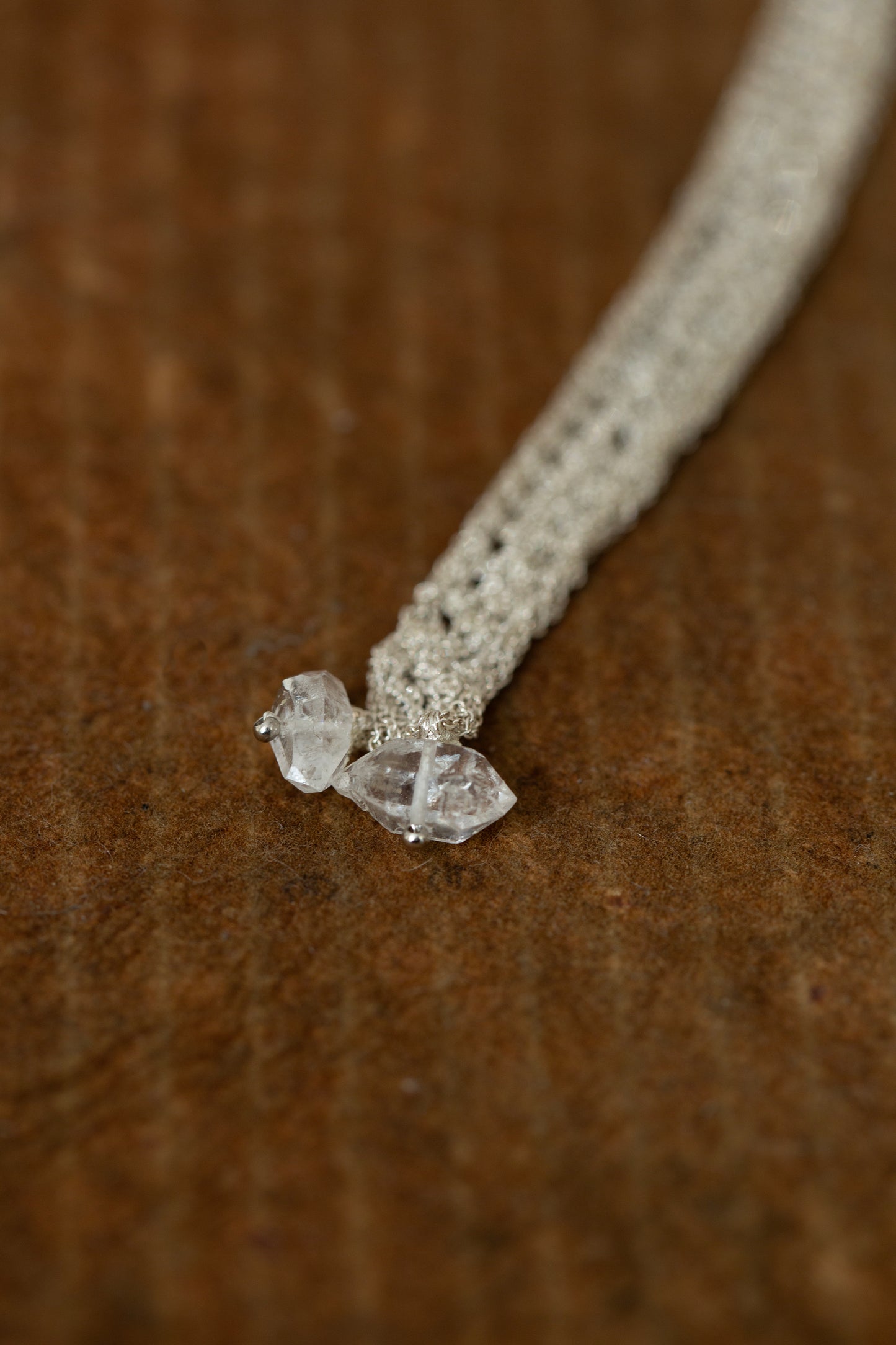 crochet silver chain bracelet