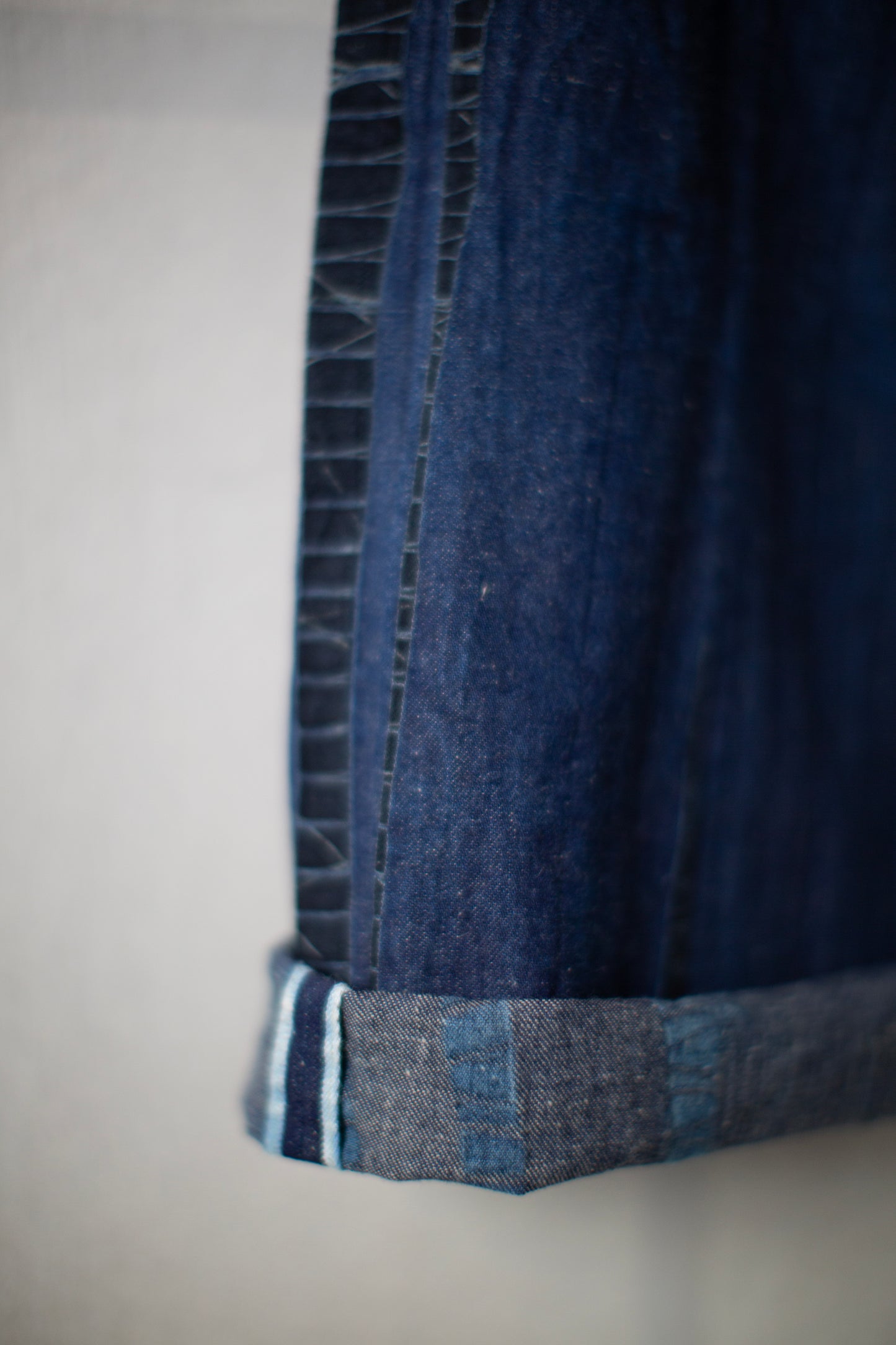 shibori dyed cotton denim loose fit pants