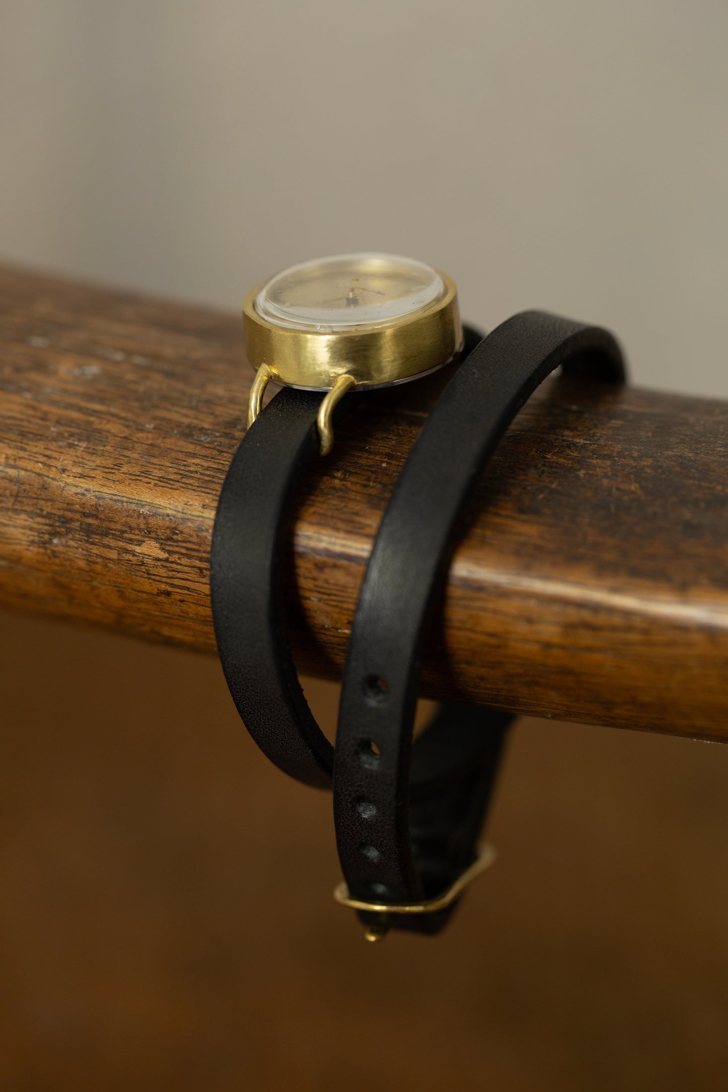 Small double wrist wrap brass watch
