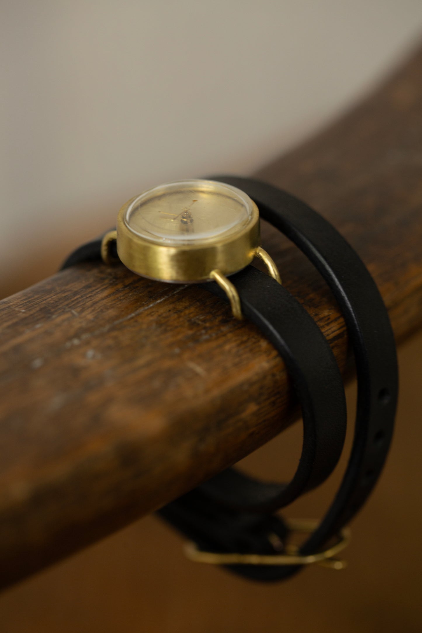 Small double wrist wrap brass watch