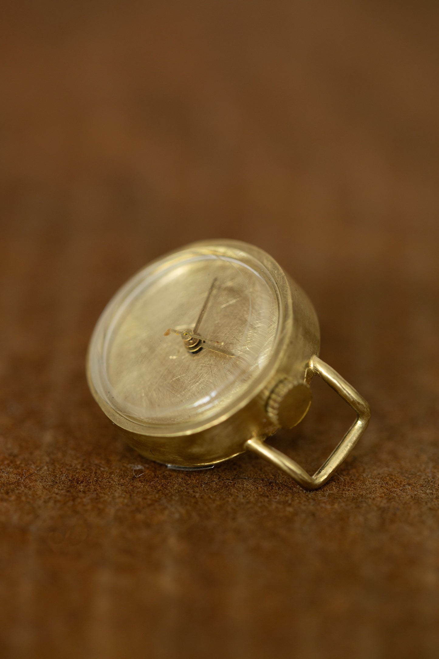 Small double wrist wrap brass watch