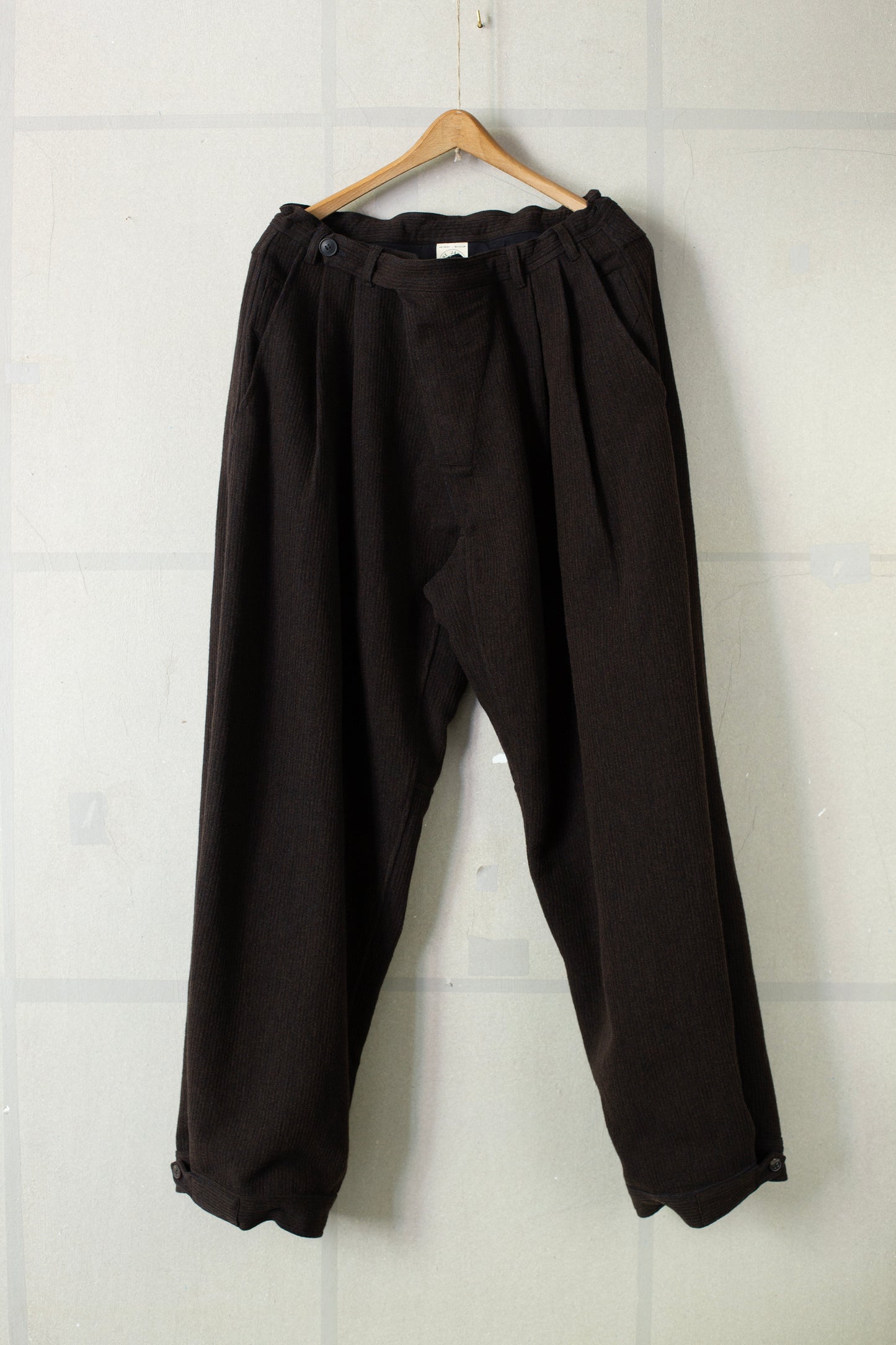 TROUSERS#87 - RIDGED LINEN WOOL EGGPLANT/INDIGO