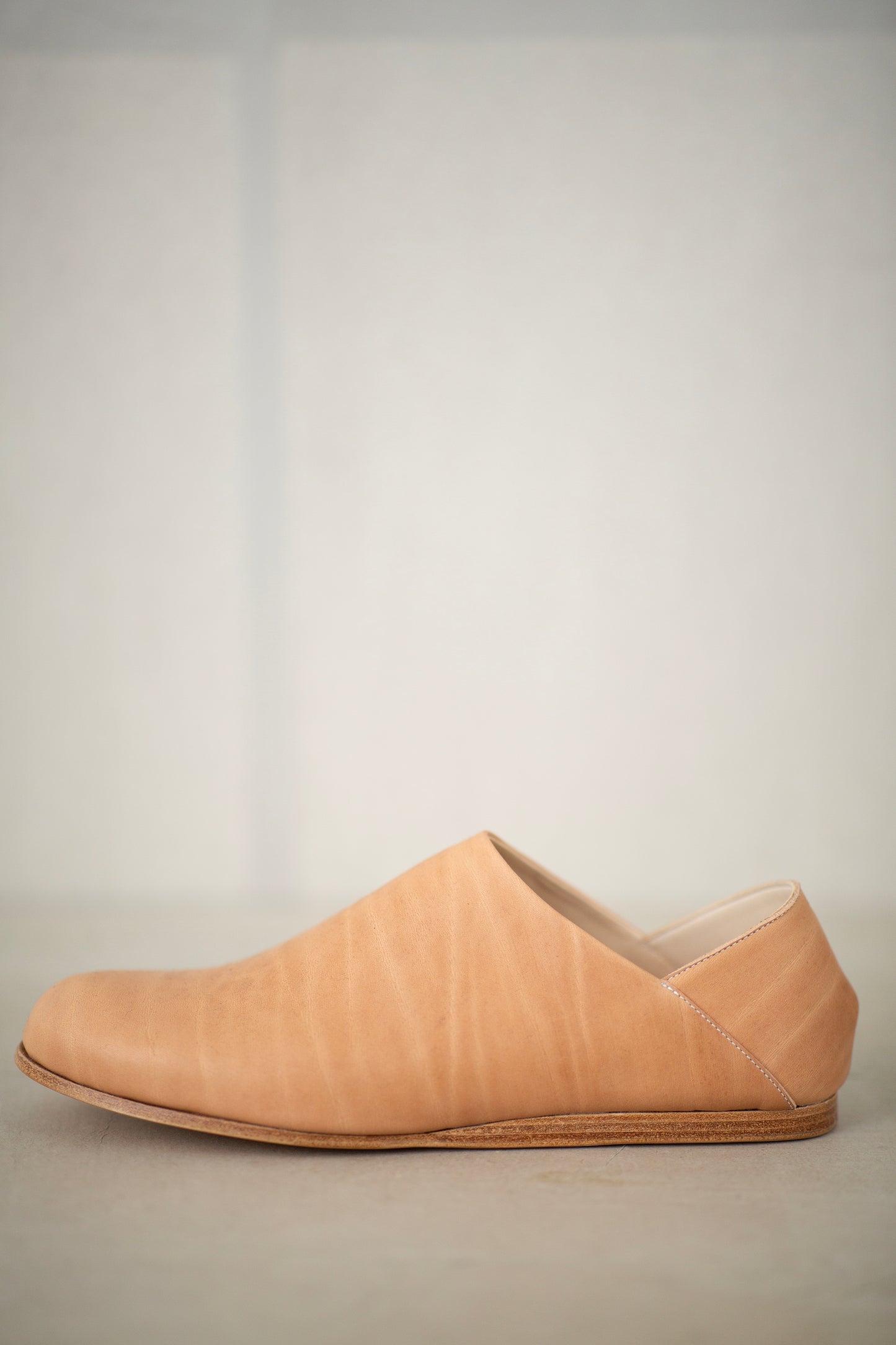 handmade cowhide babouche natural