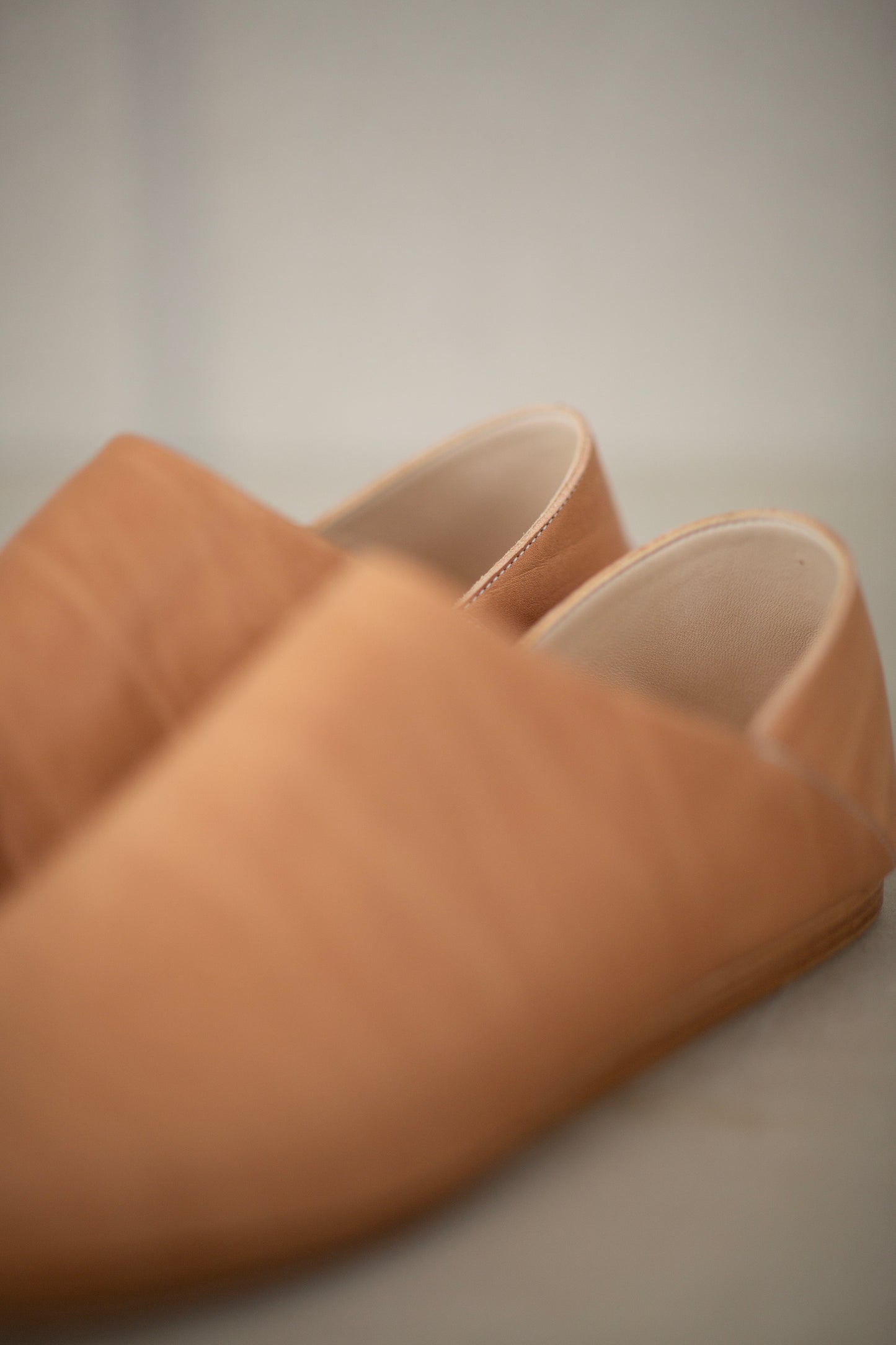 handmade cowhide babouche natural