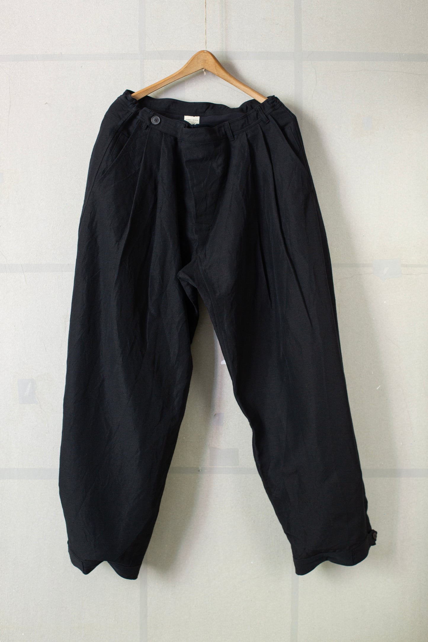 TROUSERS#87 - LINEN WOOL TWILL PITCH BLACK