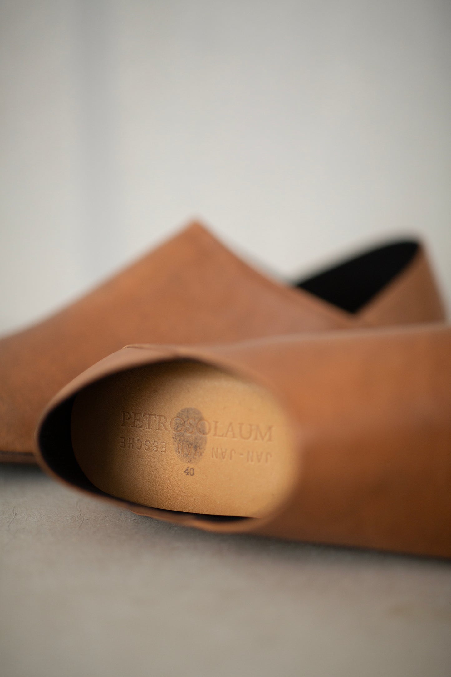 handmade horsehide babouche brown