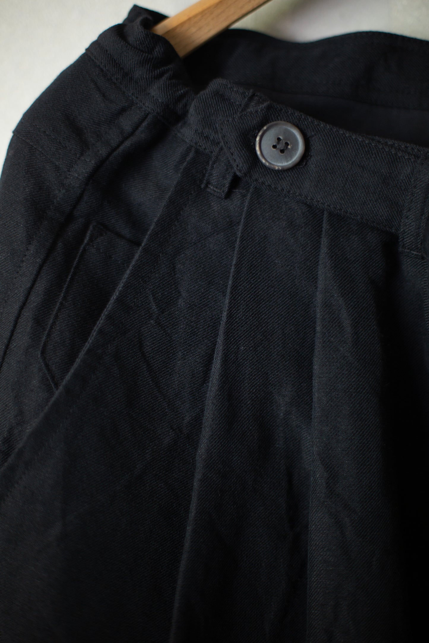 TROUSERS#87 - LINEN WOOL TWILL PITCH BLACK