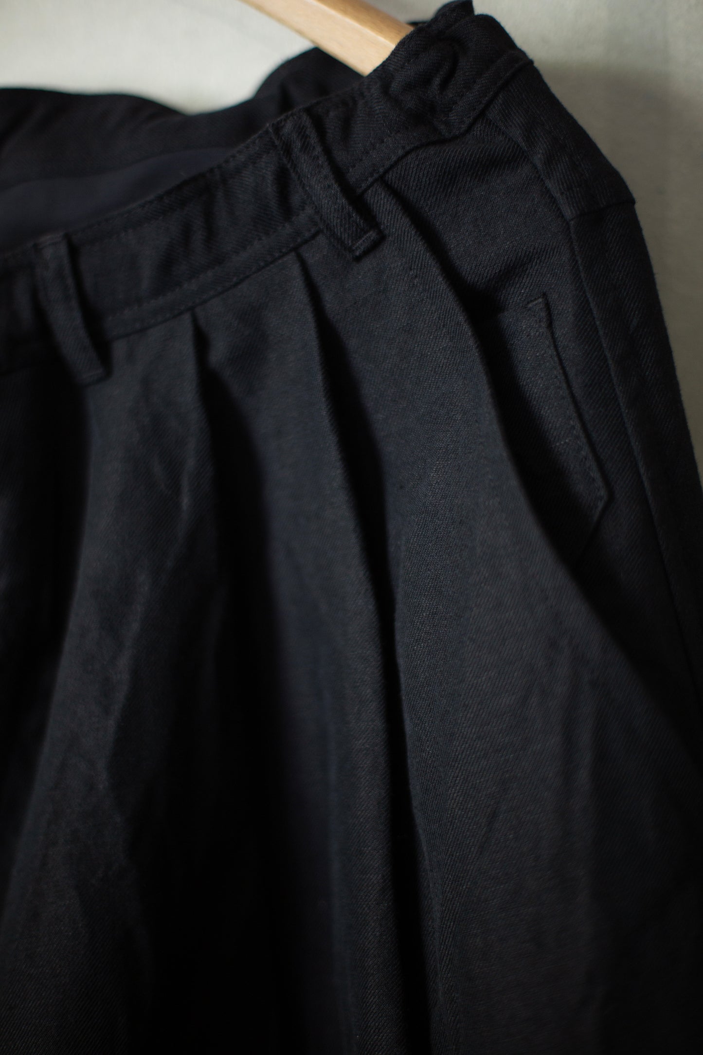 TROUSERS#87 - LINEN WOOL TWILL PITCH BLACK