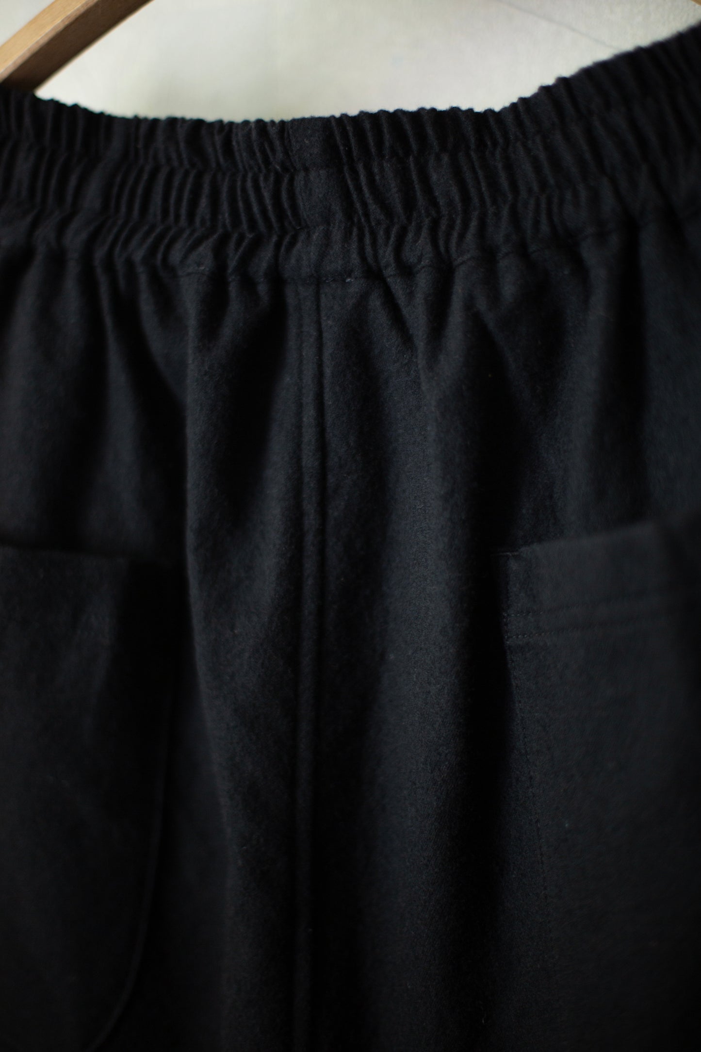 black brushed soft wool cloth wide easy pants