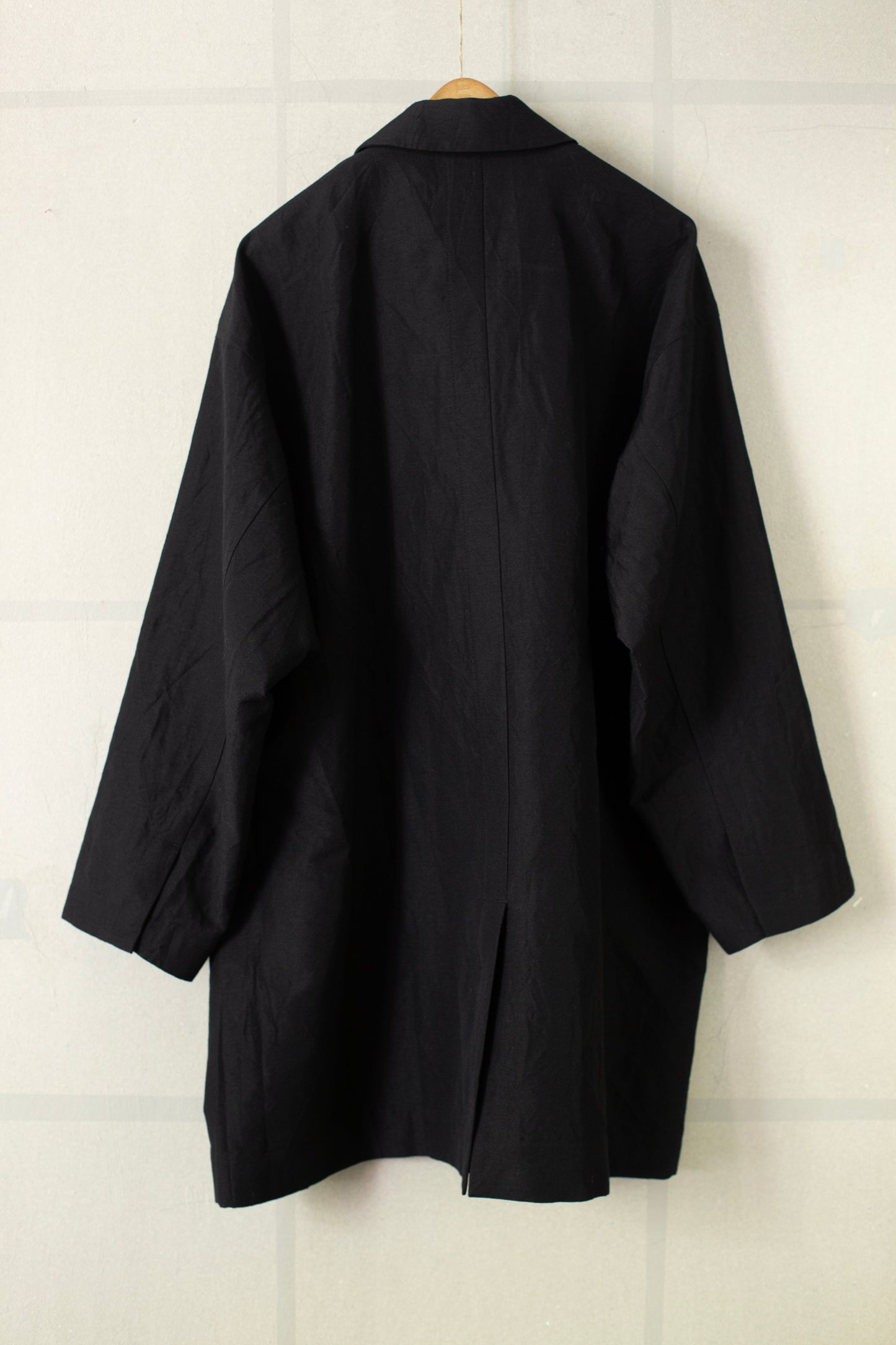 COAT#33 - LINEN WOOL TWILL PITCH BLACK