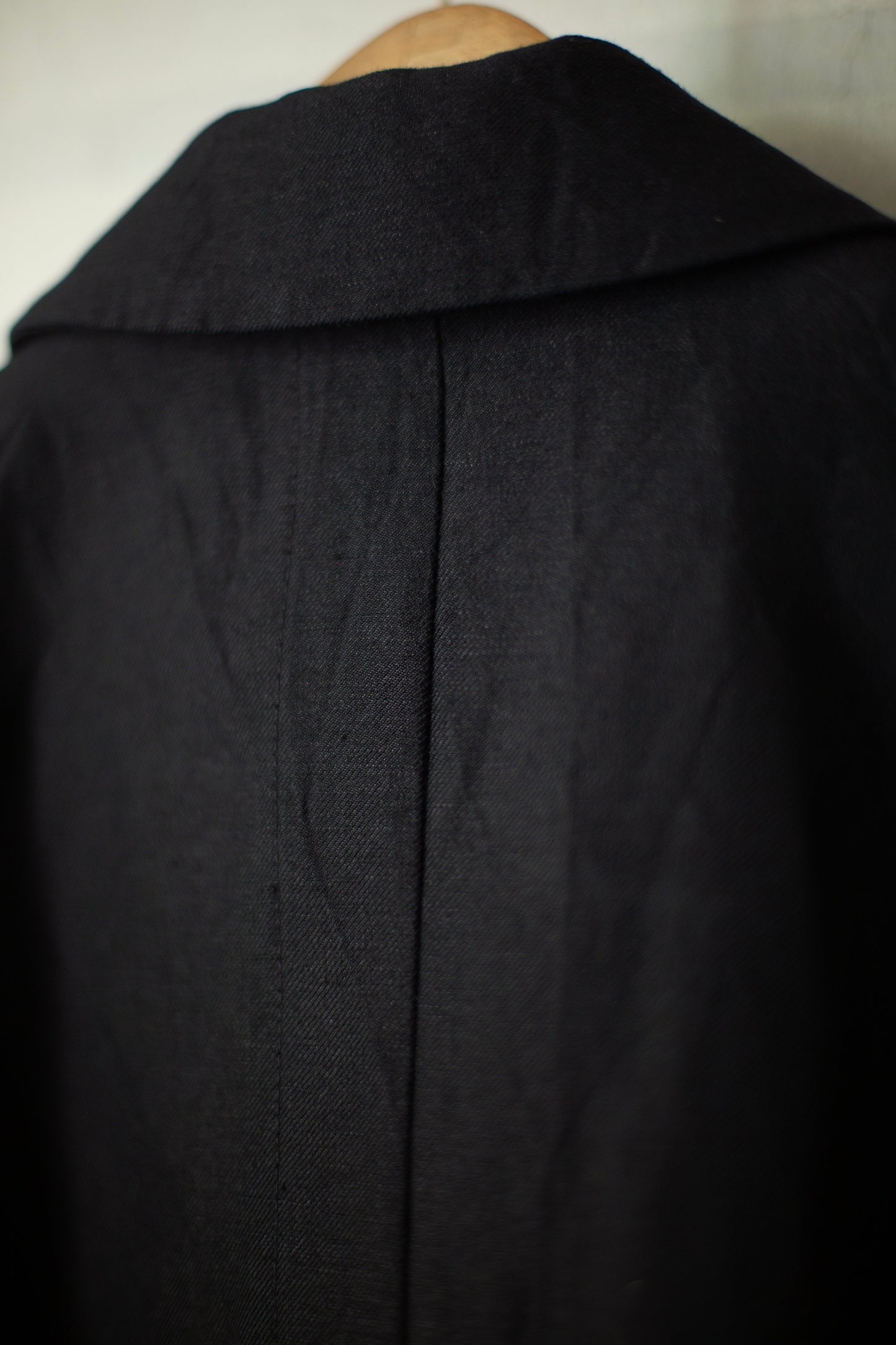 COAT#33 - LINEN WOOL TWILL PITCH BLACK