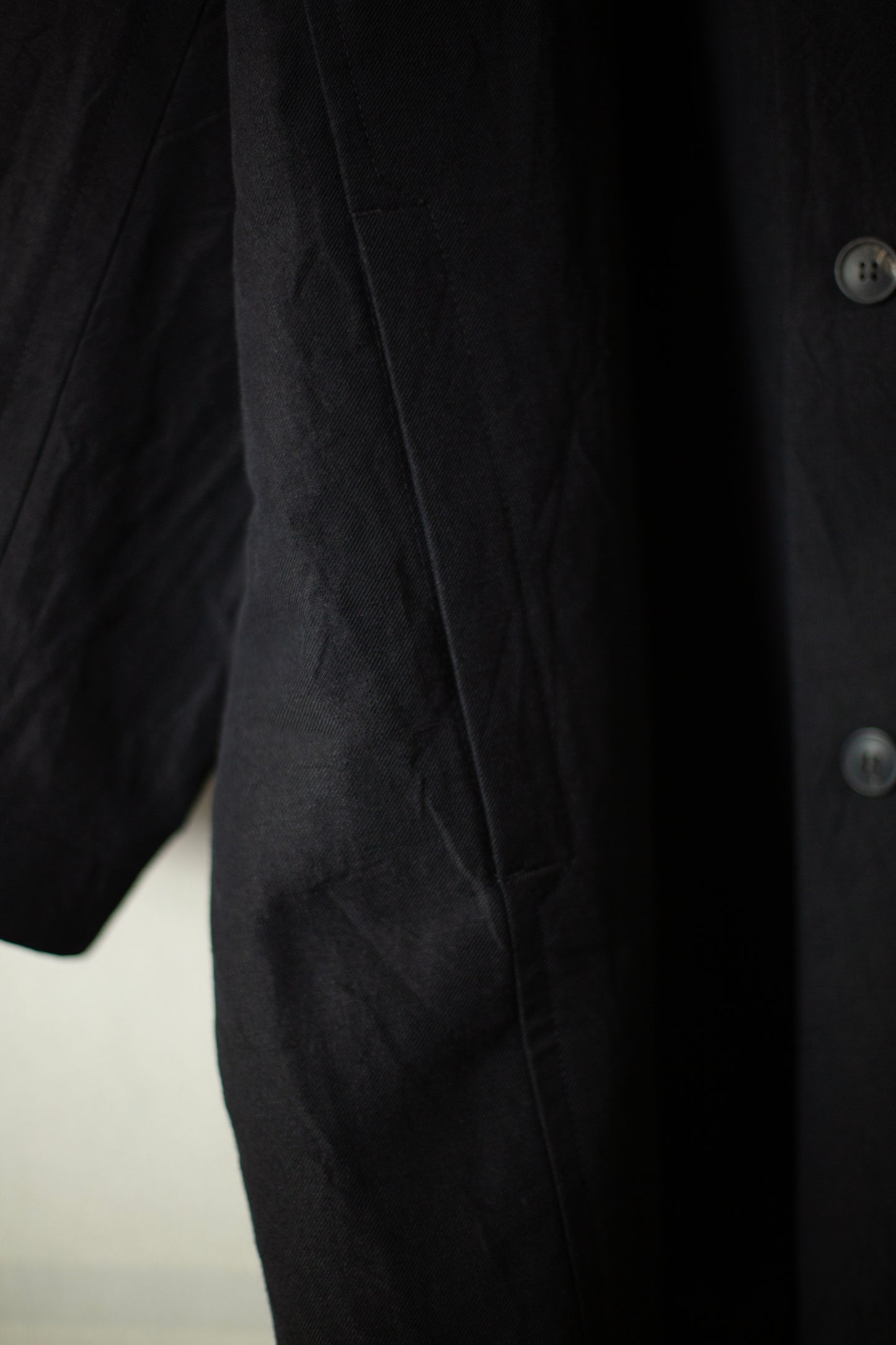 COAT#33 - LINEN WOOL TWILL PITCH BLACK