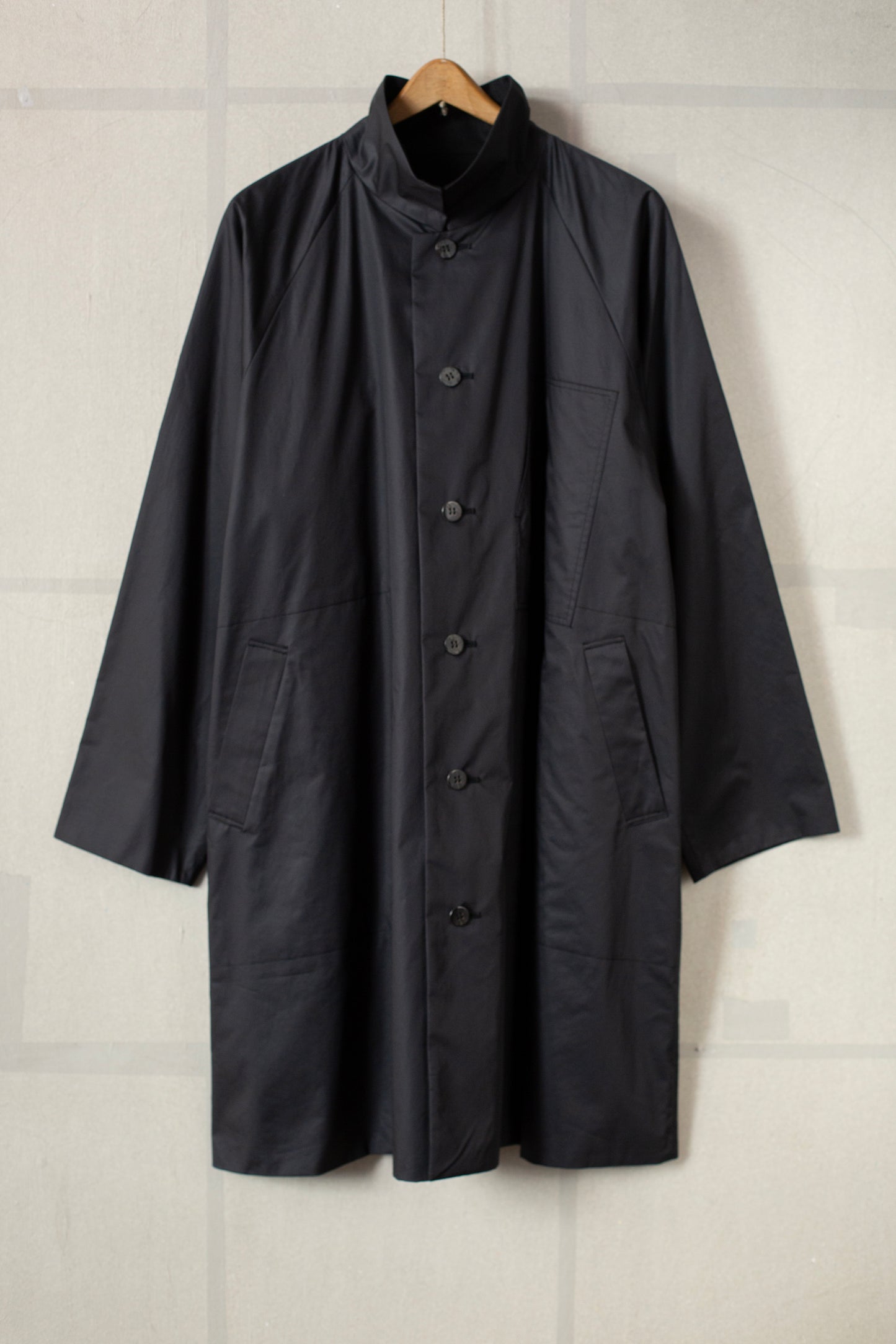 black downproof cotton x cotton flannel long jacket