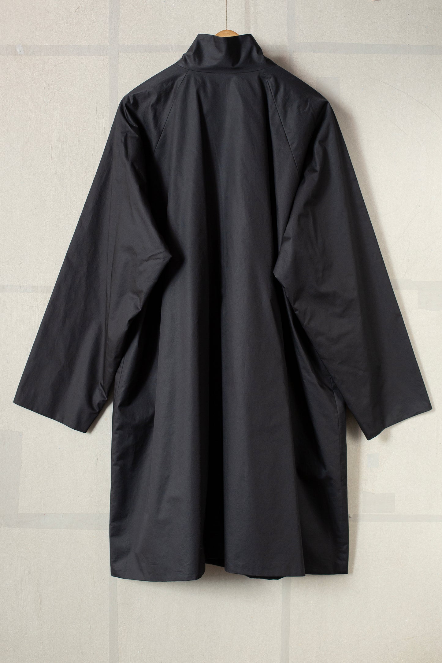 black downproof cotton x cotton flannel long jacket