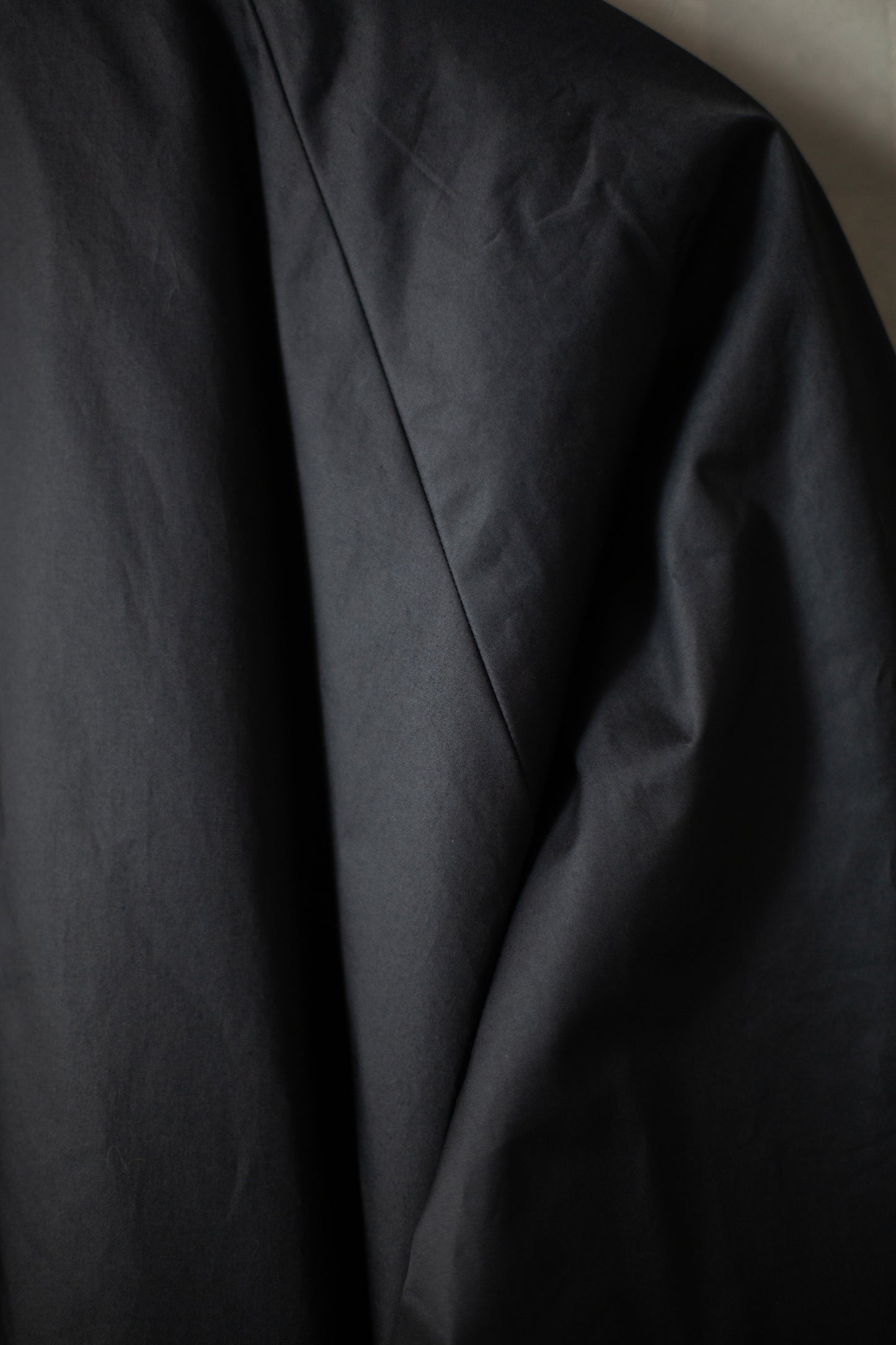 black downproof cotton x cotton flannel long jacket