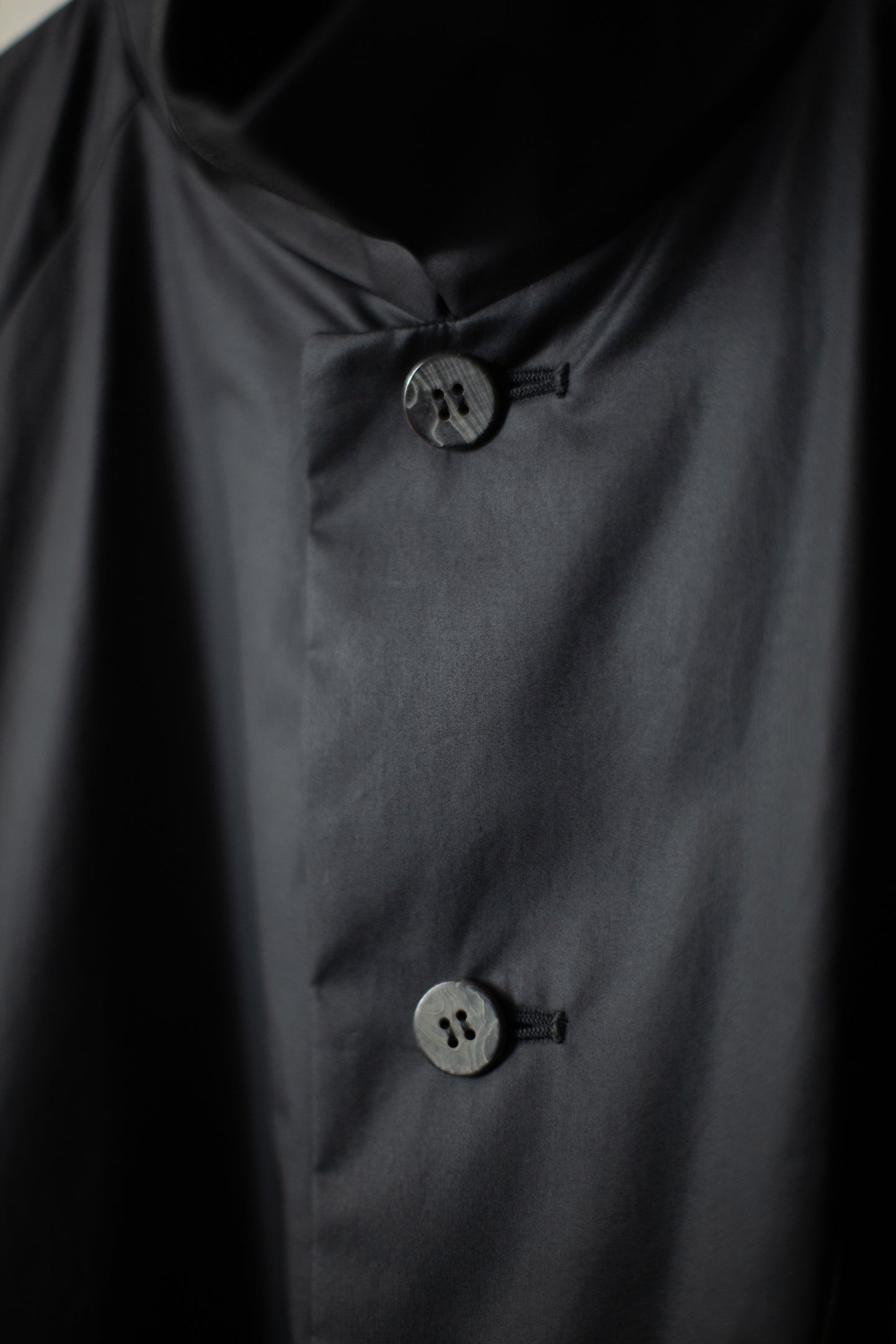 black downproof cotton x cotton flannel long jacket