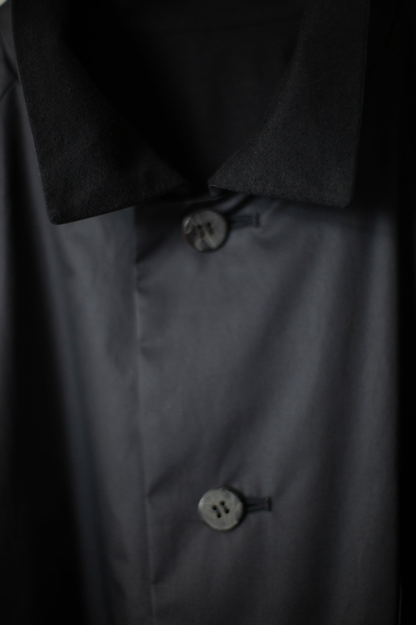 black downproof cotton x cotton flannel long jacket