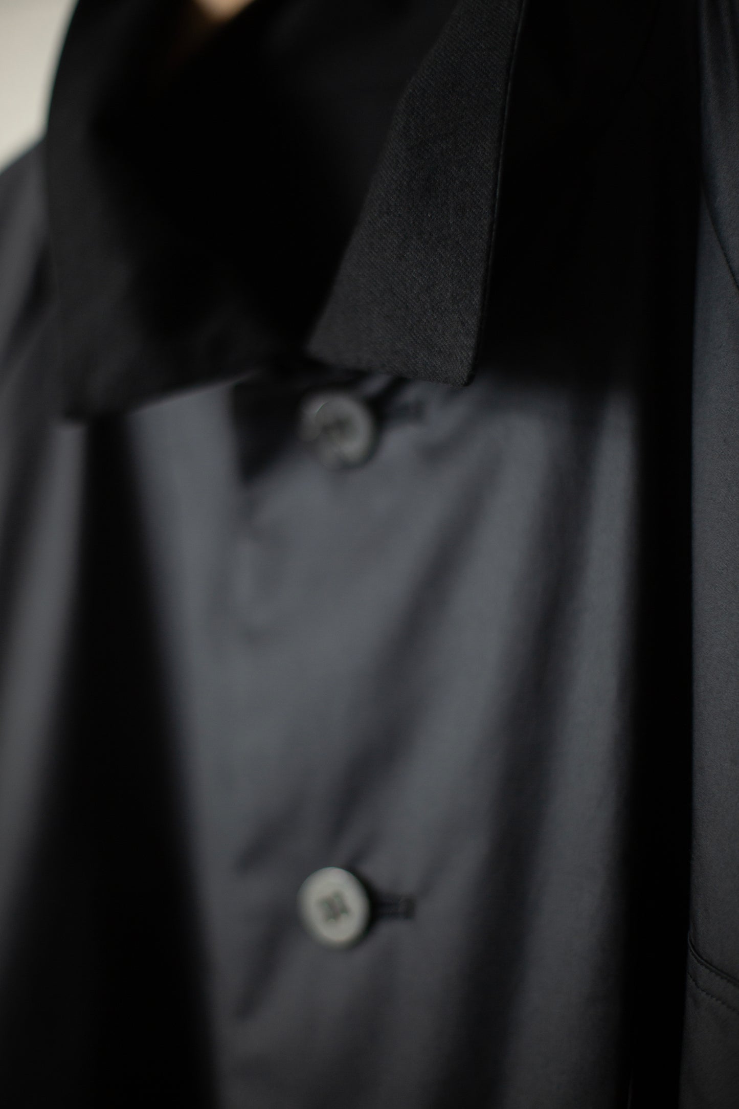 black downproof cotton x cotton flannel long jacket