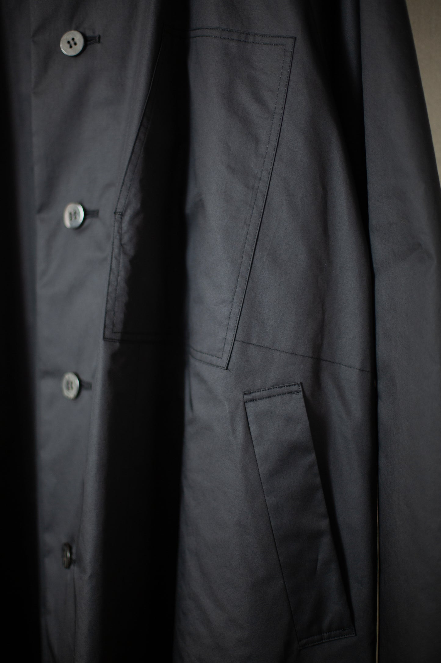 black downproof cotton x cotton flannel long jacket