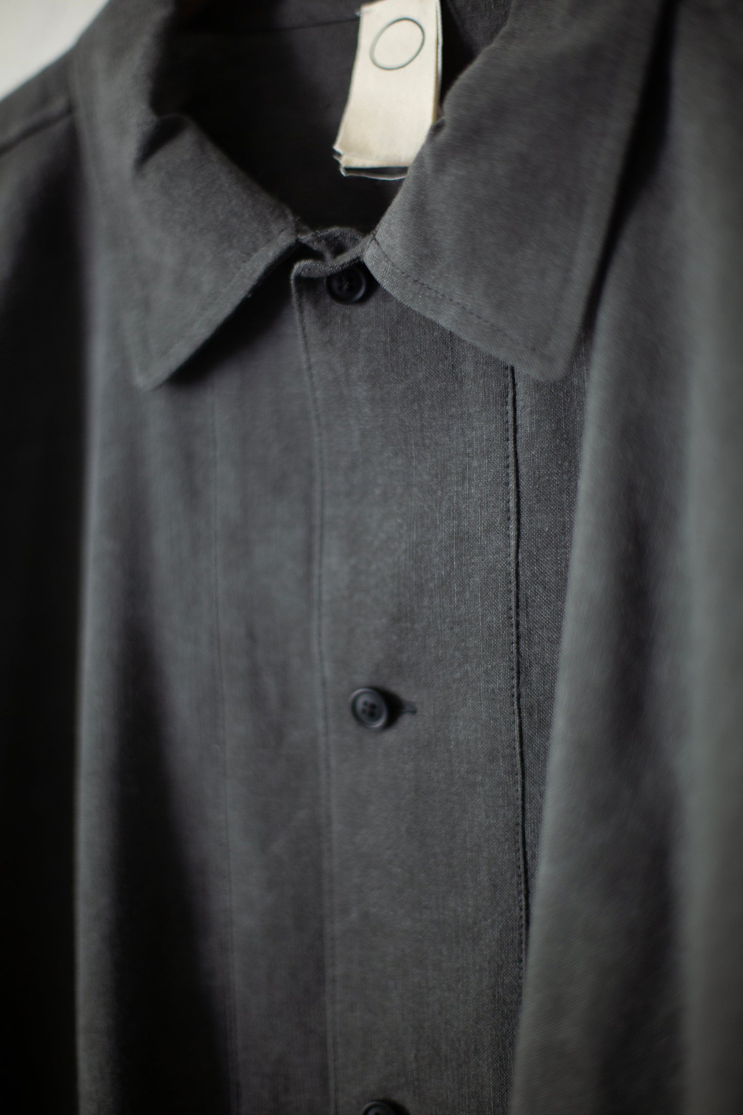 off black wool linen shirting balloon shirt