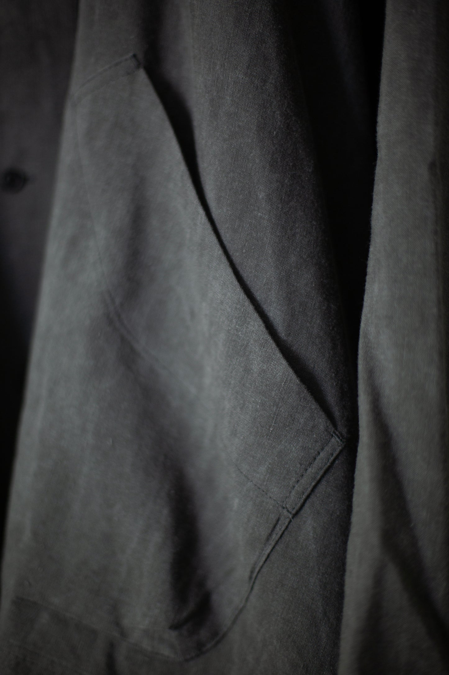 off black wool linen shirting balloon shirt