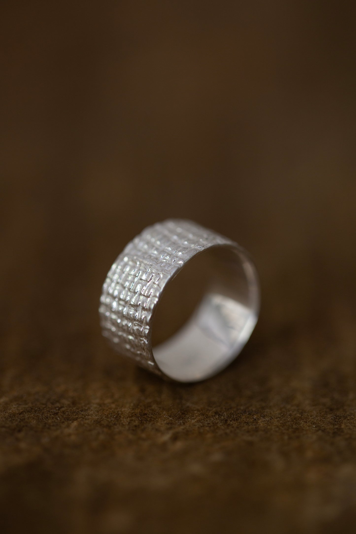 Embossed Silver Wide Ring