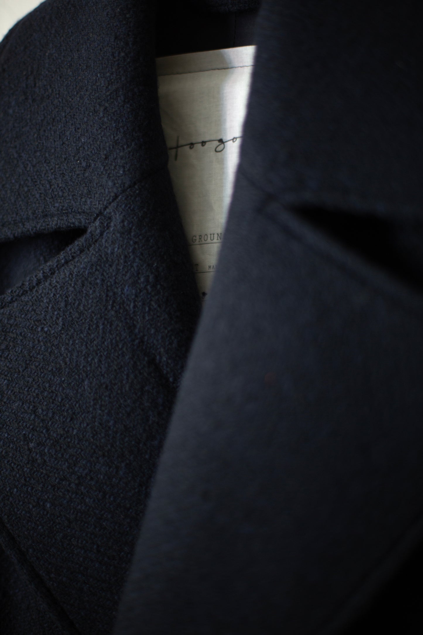 THE GROUNDSMAN COAT IN INK CASHMERE HERRINGBONE