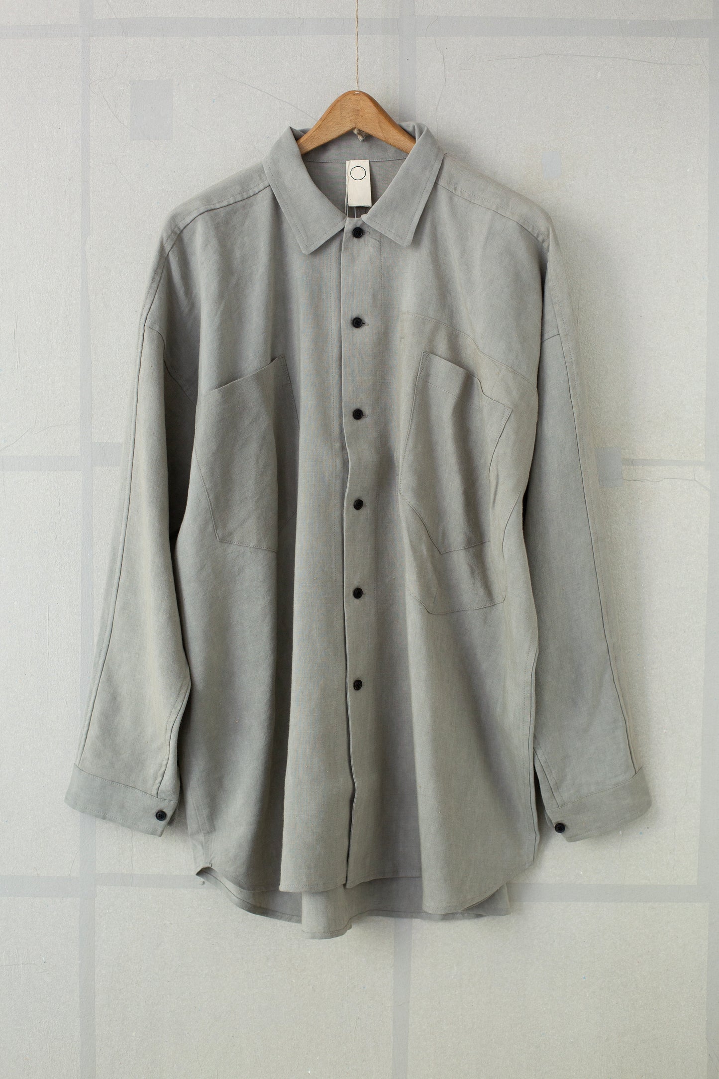 light sumi wool linen shirting wide easy shirt