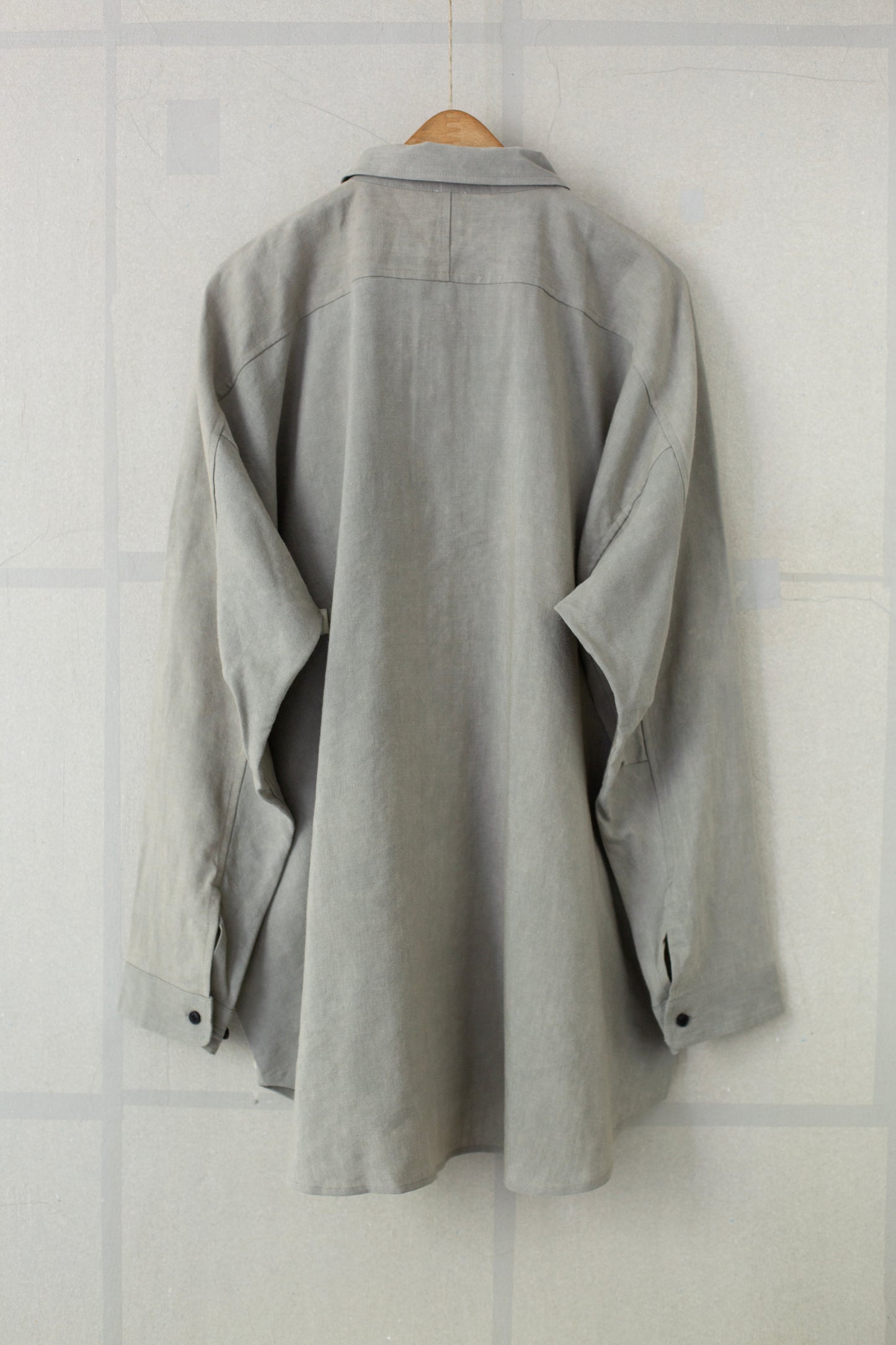 light sumi wool linen shirting wide easy shirt
