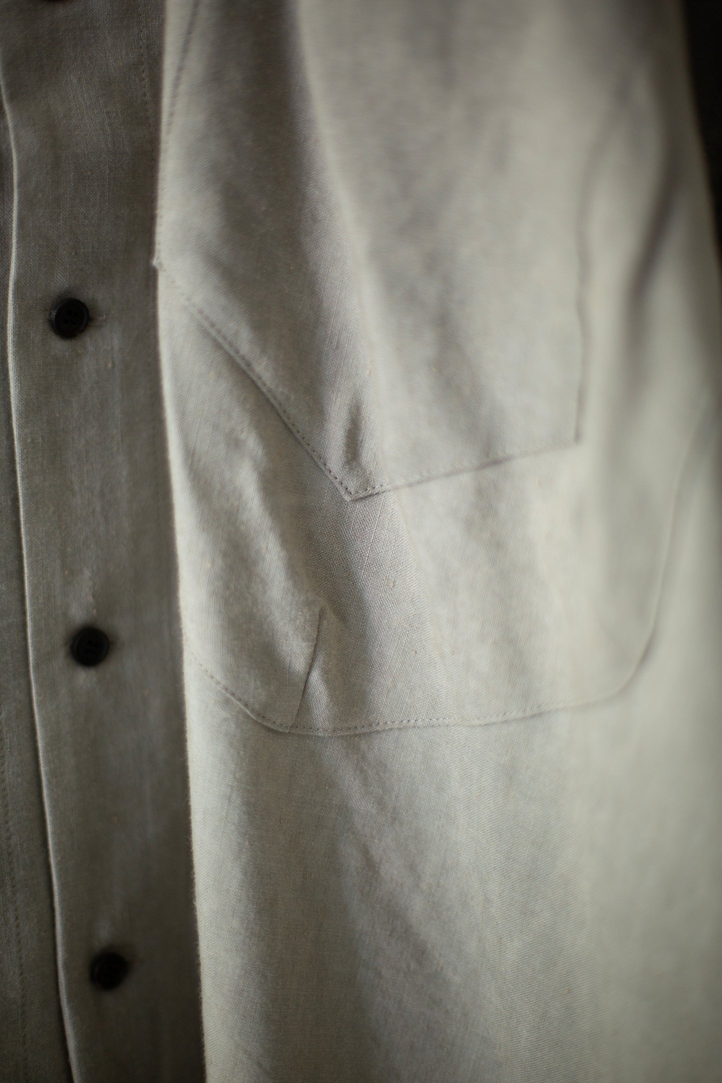 light sumi wool linen shirting wide easy shirt