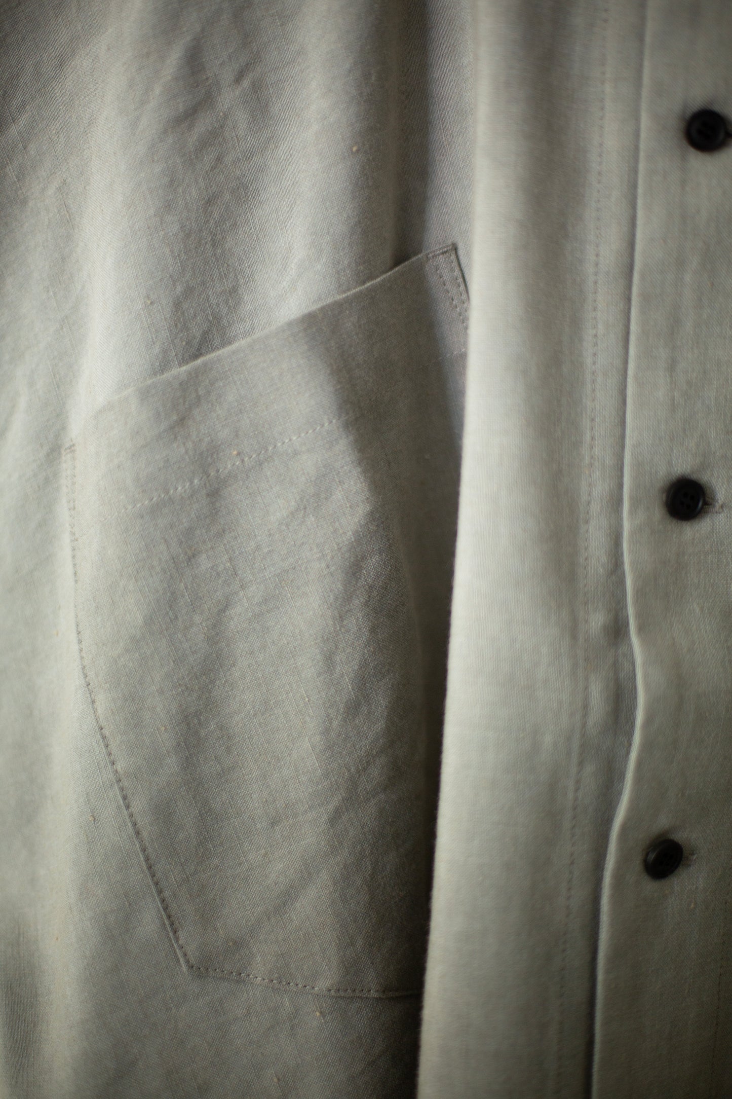 light sumi wool linen shirting wide easy shirt