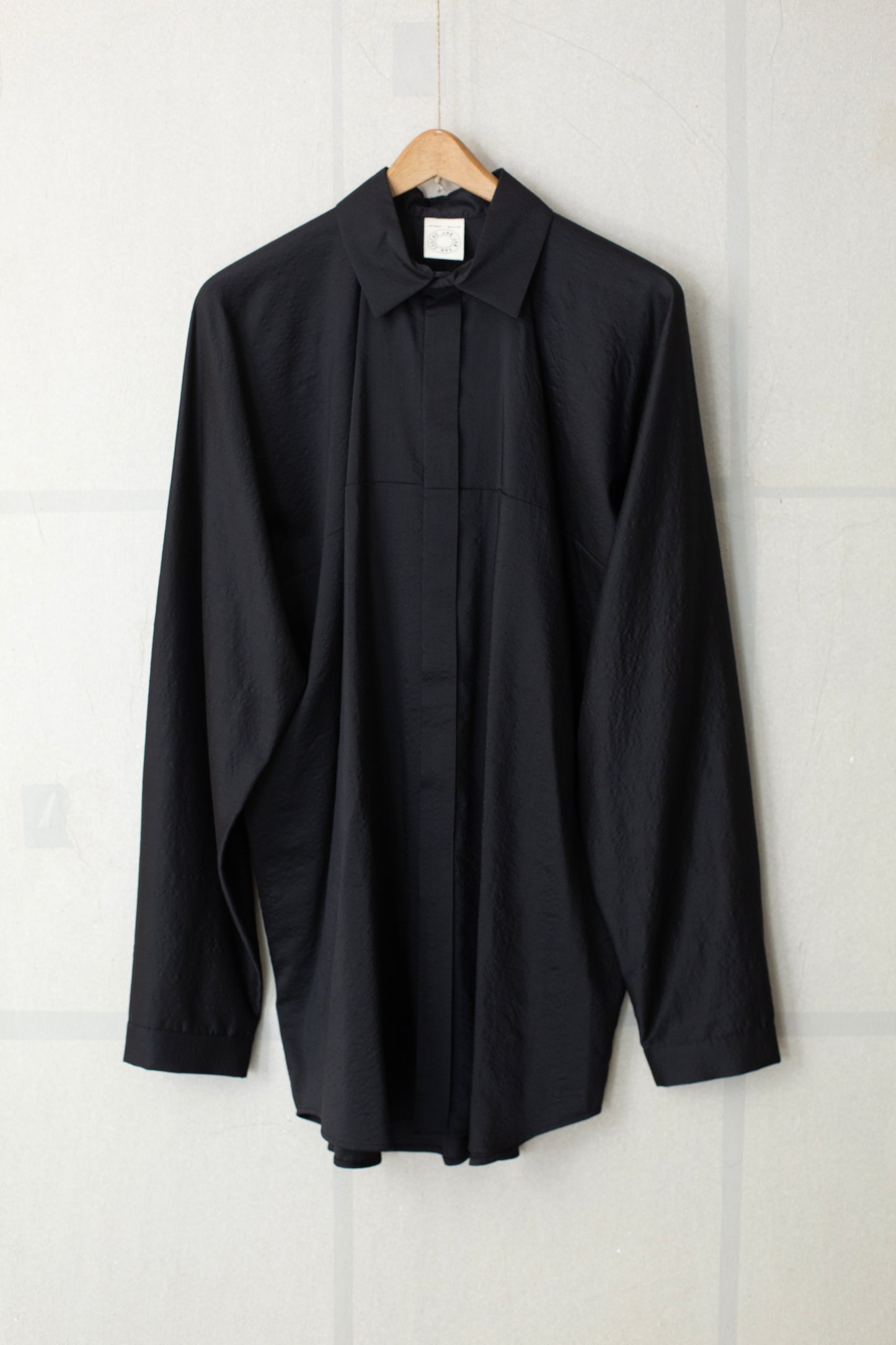 SHIRT#101 - BOILED WOOL SILK CLOTH BLACK
