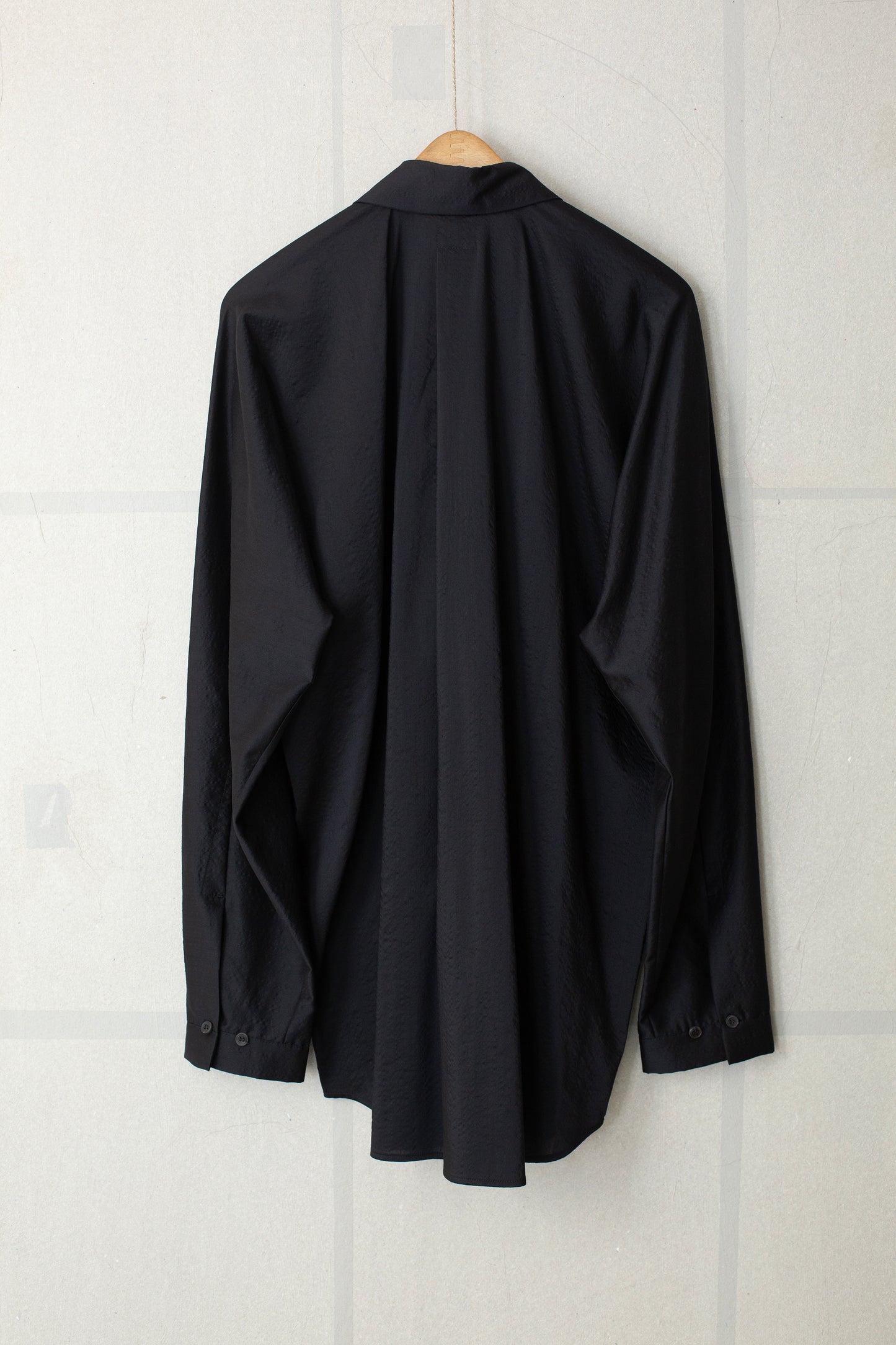 SHIRT#101 - BOILED WOOL SILK CLOTH BLACK
