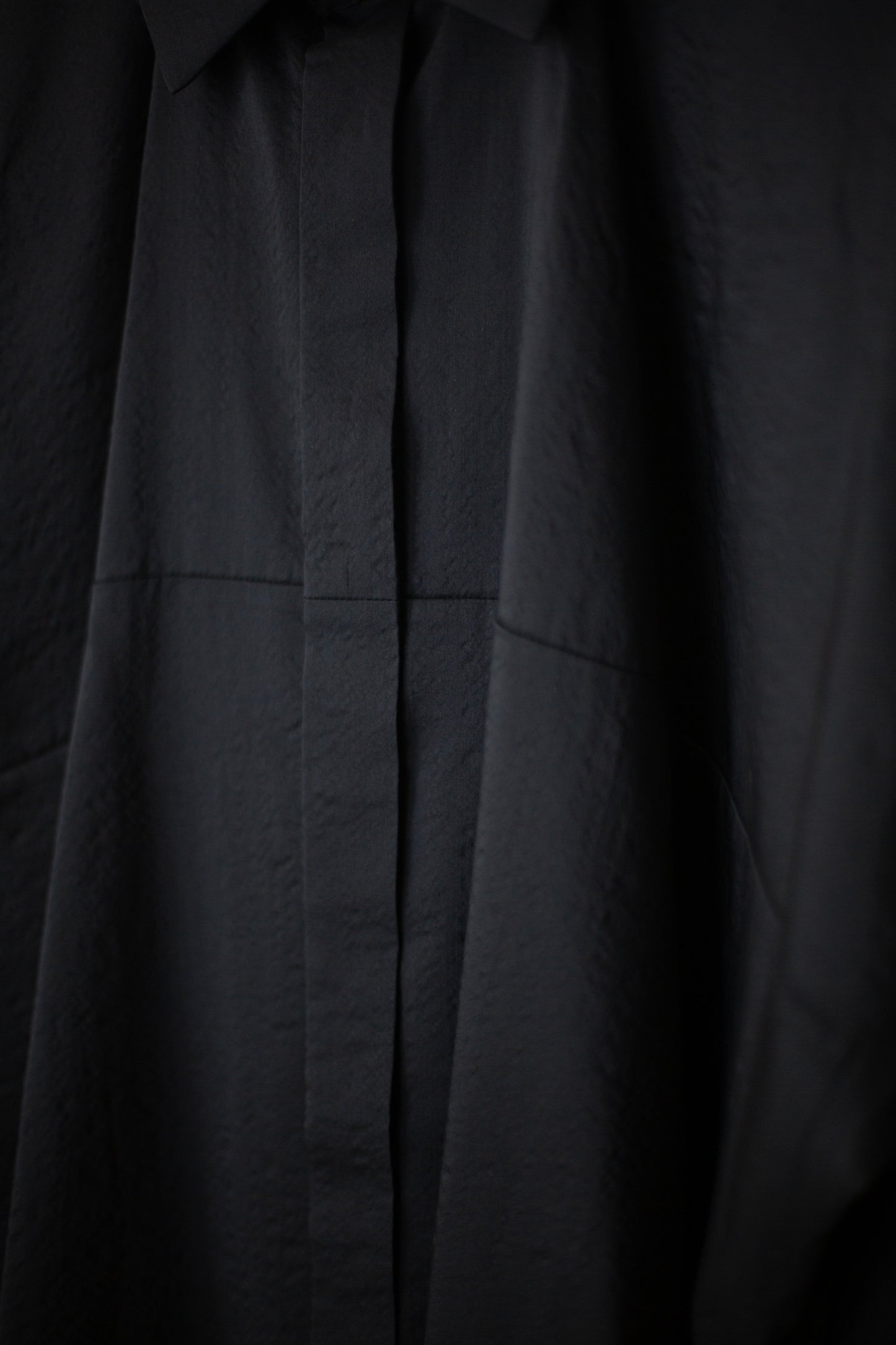 SHIRT#101 - BOILED WOOL SILK CLOTH BLACK