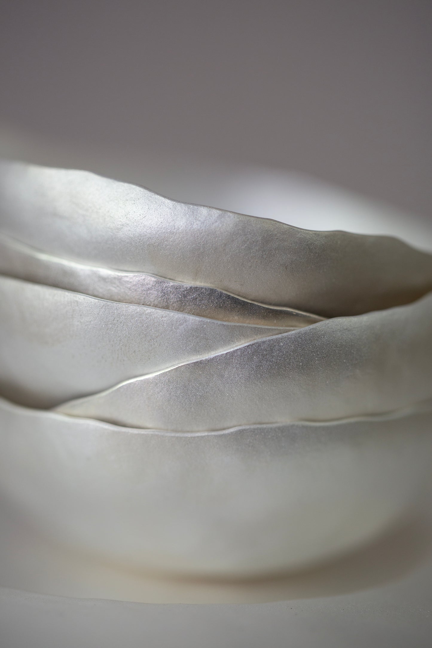 Set of sterling silver coated plate + cup by Mayumi Utsunomiya