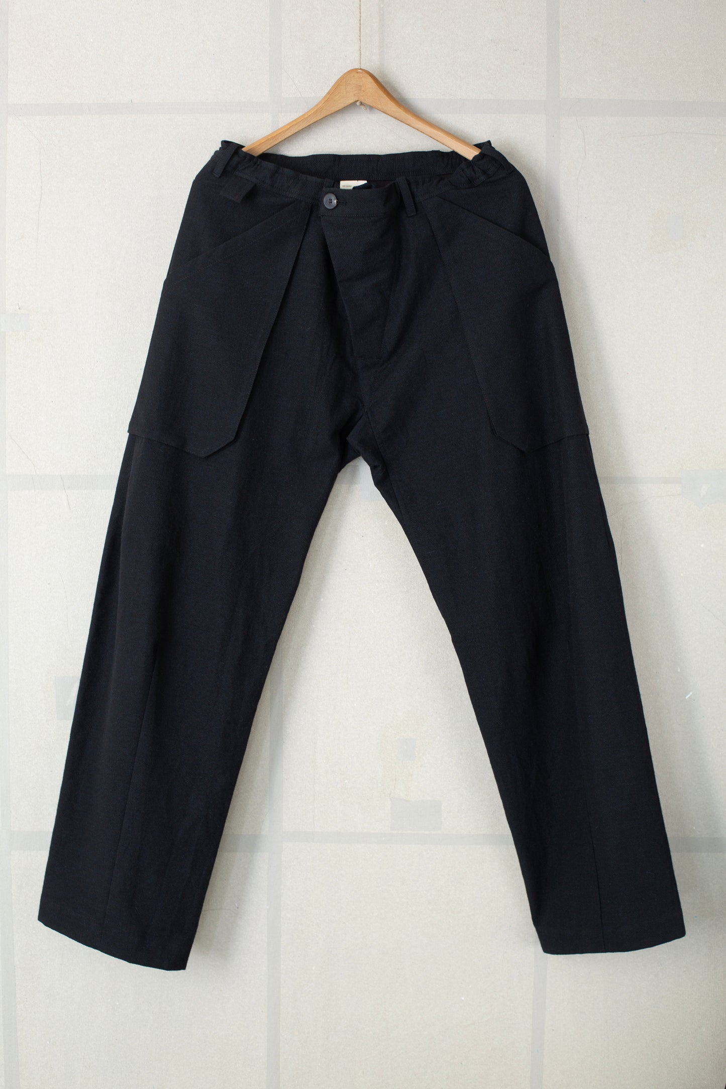 TROUSERS#82 - ALPACA WOOL COTTON TWILL BLACK
