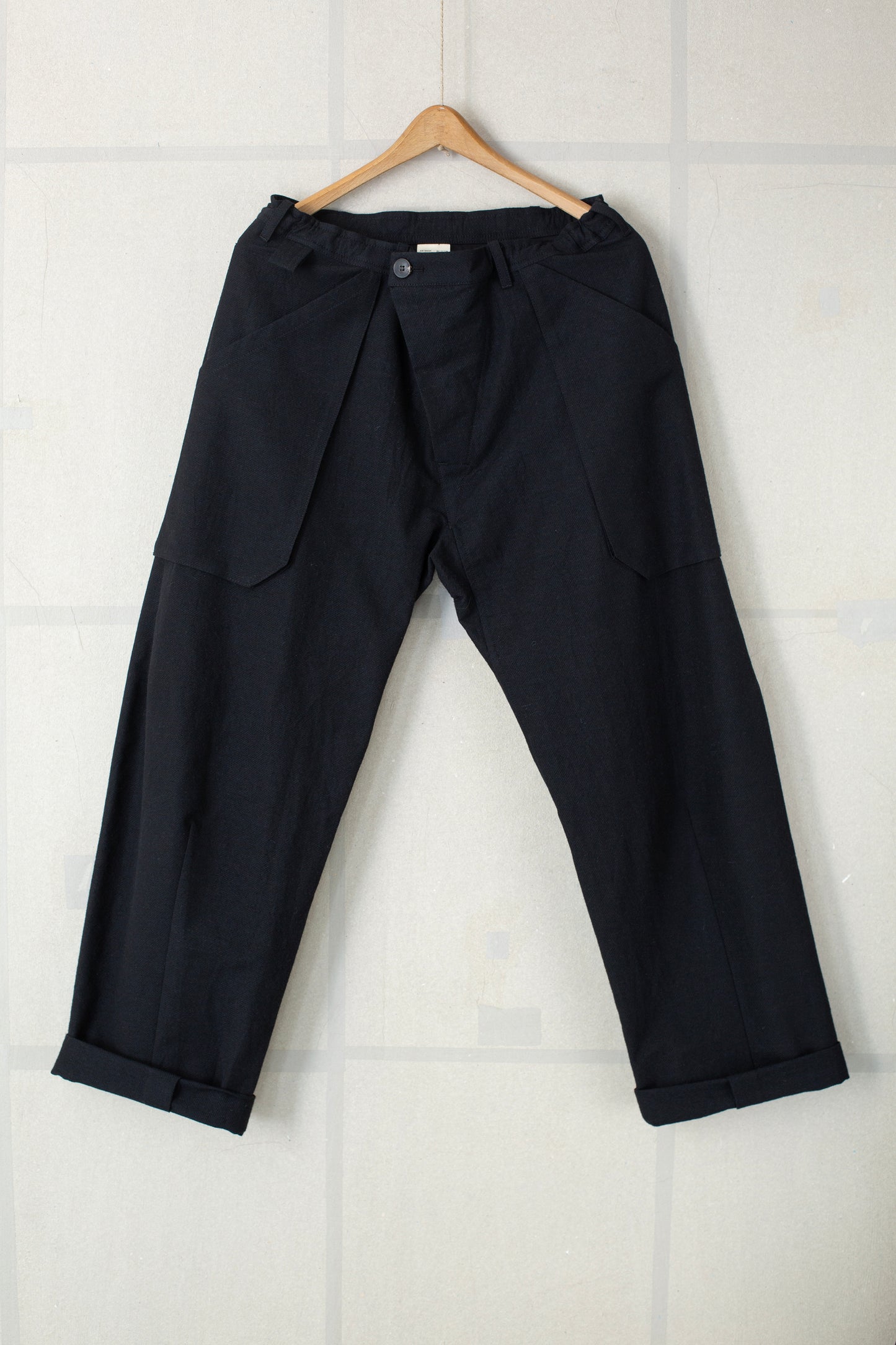 TROUSERS#82 - ALPACA WOOL COTTON TWILL BLACK