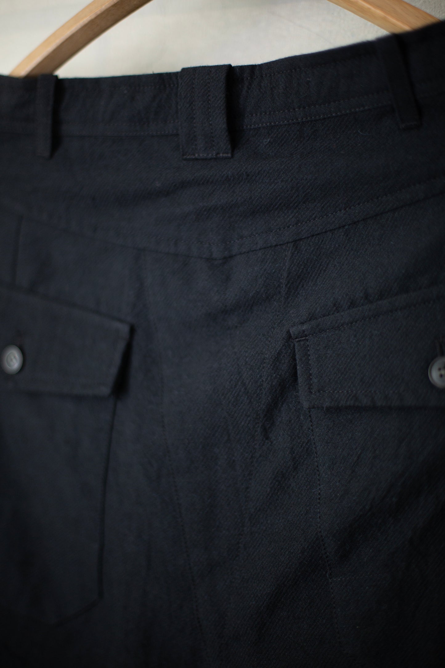 TROUSERS#82 - ALPACA WOOL COTTON TWILL BLACK