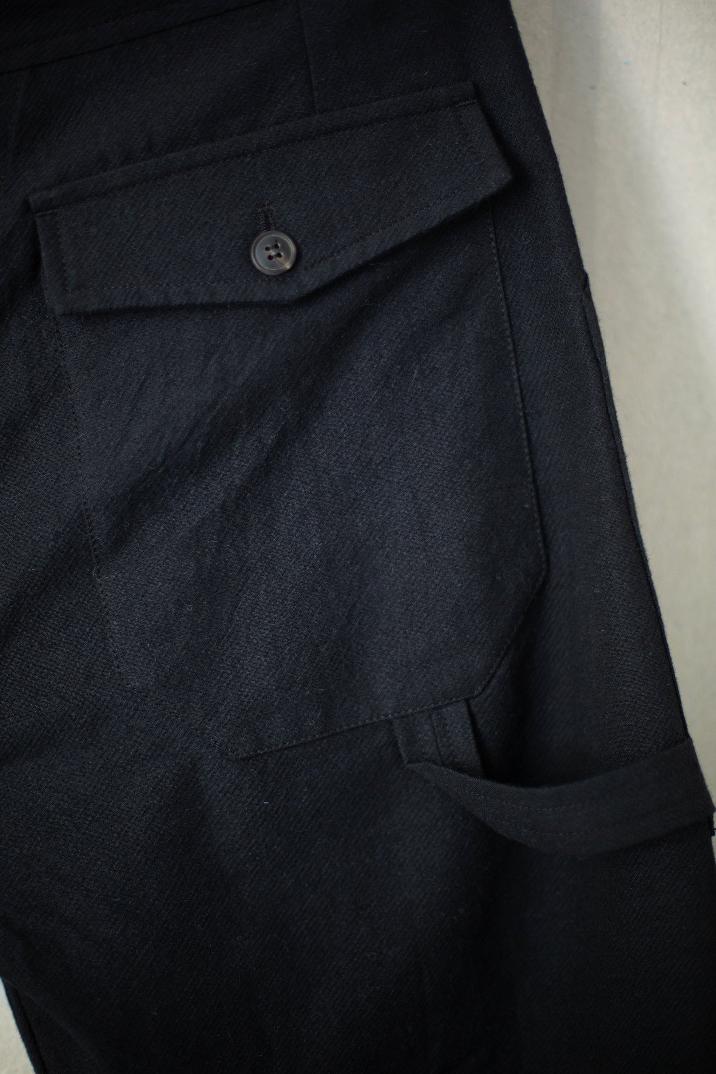 TROUSERS#82 - ALPACA WOOL COTTON TWILL BLACK