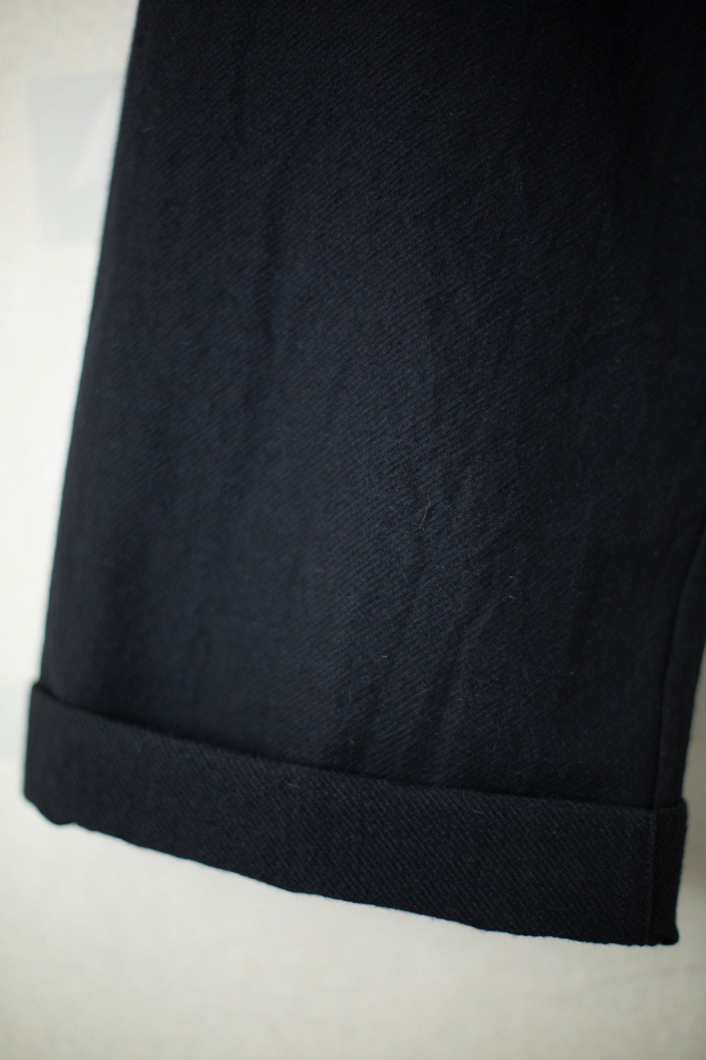 TROUSERS#82 - ALPACA WOOL COTTON TWILL BLACK