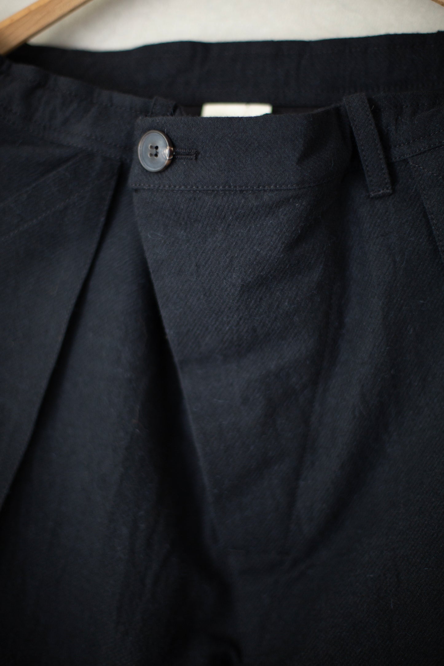 TROUSERS#82 - ALPACA WOOL COTTON TWILL BLACK